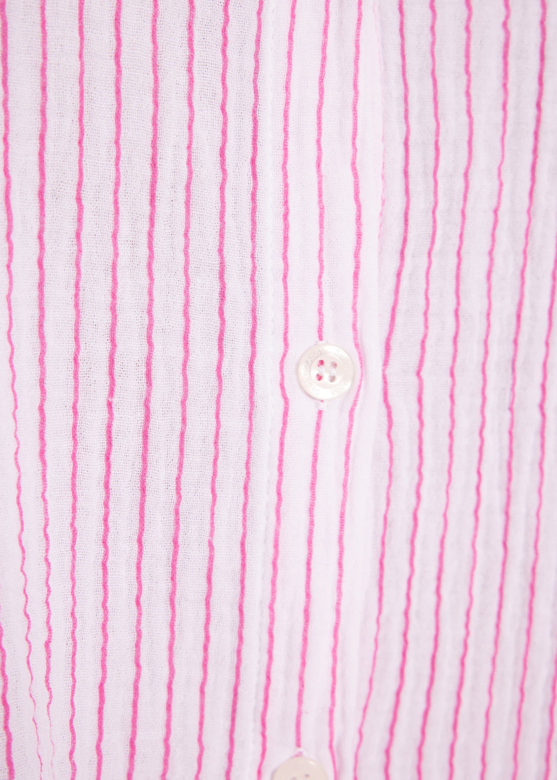 % One Langarm Size: 100 Made 36-48 Oversize Baumwolle, Gr. Damen SASSYCLASSY Longbluse lang Bluse gestreift Hemdbluse in Italy, Musselin aus