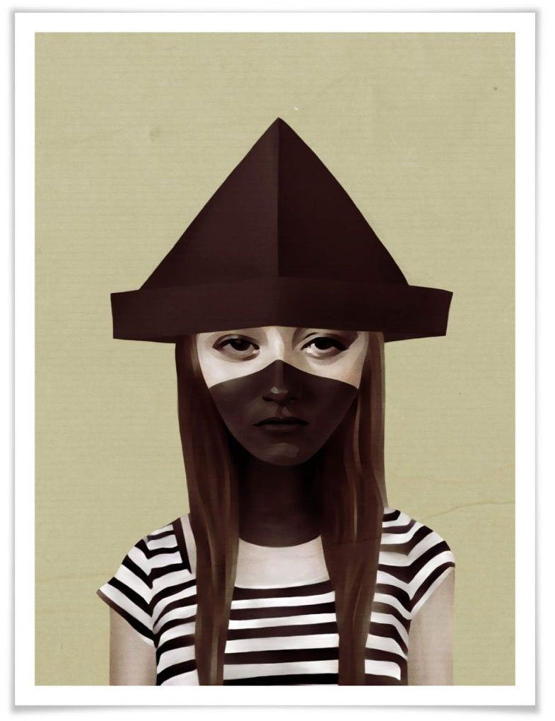 Wall-Art Poster Frau Sailor Matrose Papierhut, Gesicht (1 St), Poster, Wandbild, Bild, Wandposter | Poster