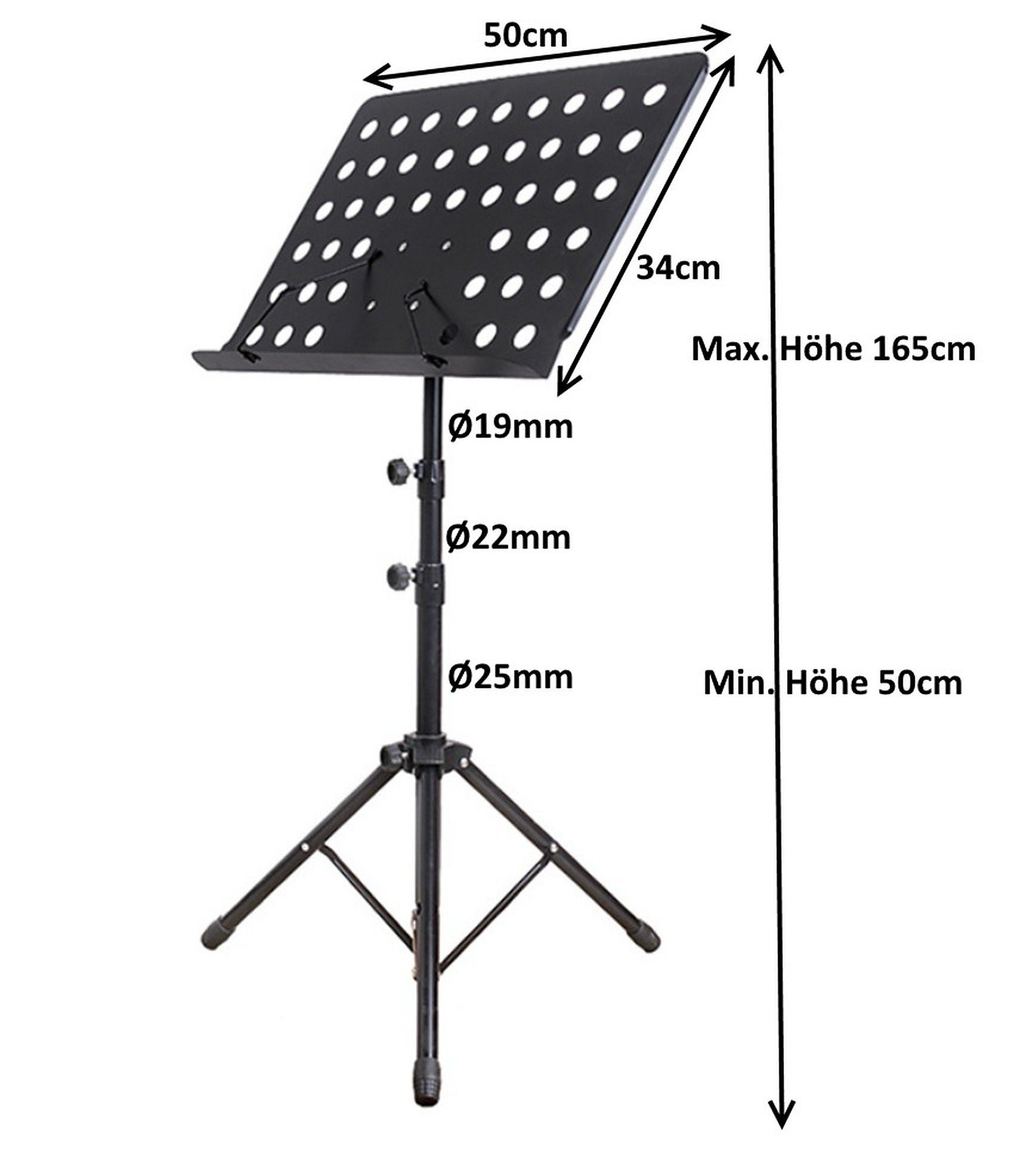 höhenverstellbarer Musikständer - Regal in 50 Schwarz BAYLI 165cm Notenständer,