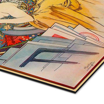 Posterlounge Alu-Dibond-Druck Alfons Mucha, Frau mit Bildersammlung, Büro Malerei