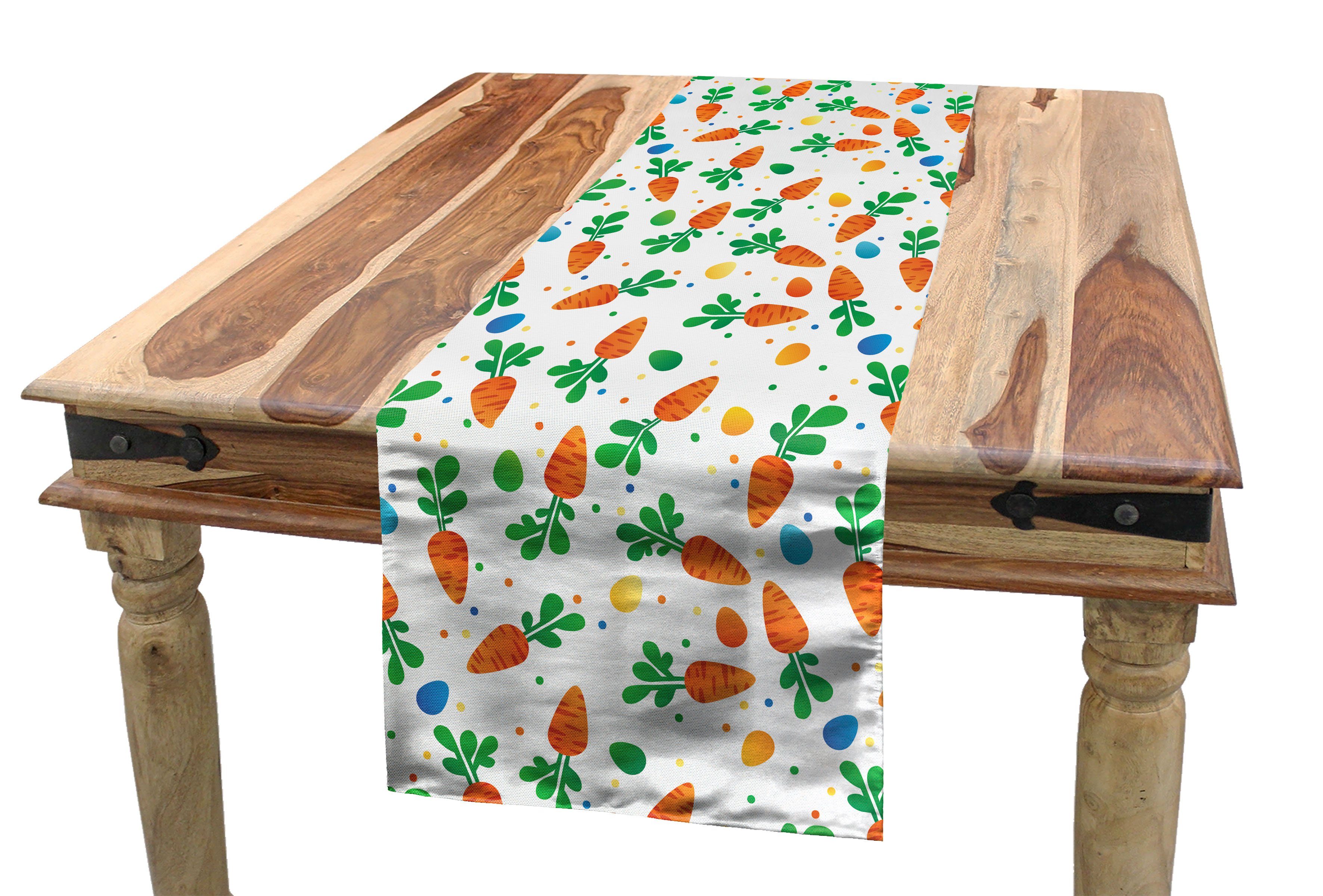 Abakuhaus Tischläufer Esszimmer Küche Rechteckiger Dekorativer Tischläufer, Ostern Orange Karotten Eier Dots | Tischläufer