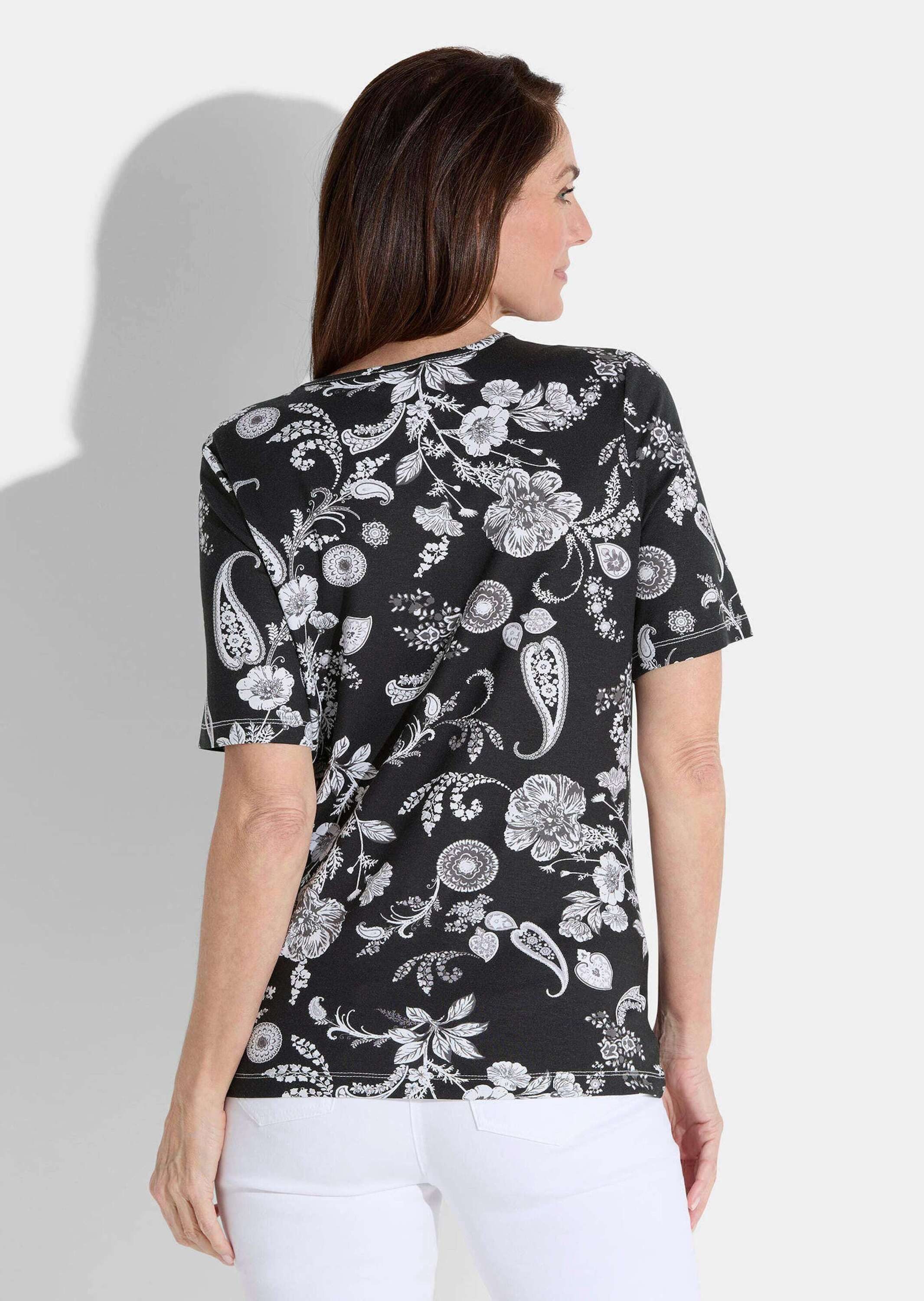 GOLDNER T-Shirt Blusenshirt mit Blumen-Paisley-Muster Viskoseshirt mit Rund günstig online kaufen