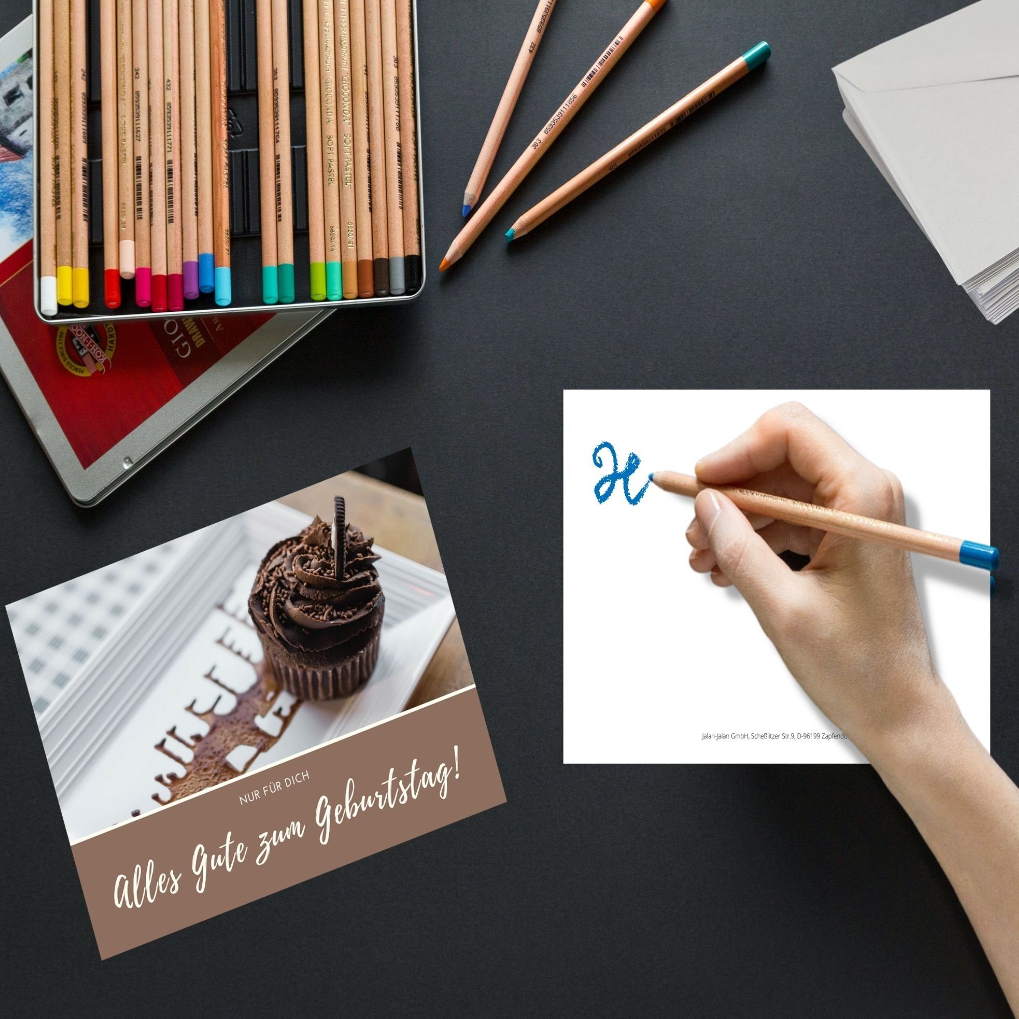 Domelo Geburtstagskarte Geburtstagskarten Set 12er 12er Karten Geburtstag Set, zum Grußkarten Postkarten, mit Birthday Kraftpapier Happy Umschlag