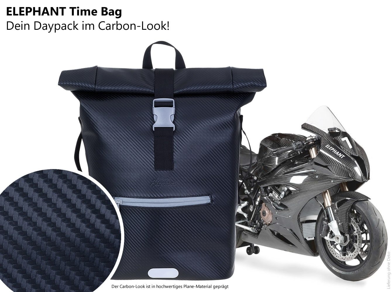 ELEPHANT Freizeitrucksack Time Bag aus Plane, Rucksack Laptoprucksack Daypack wasserabweisend + Trinkflasche