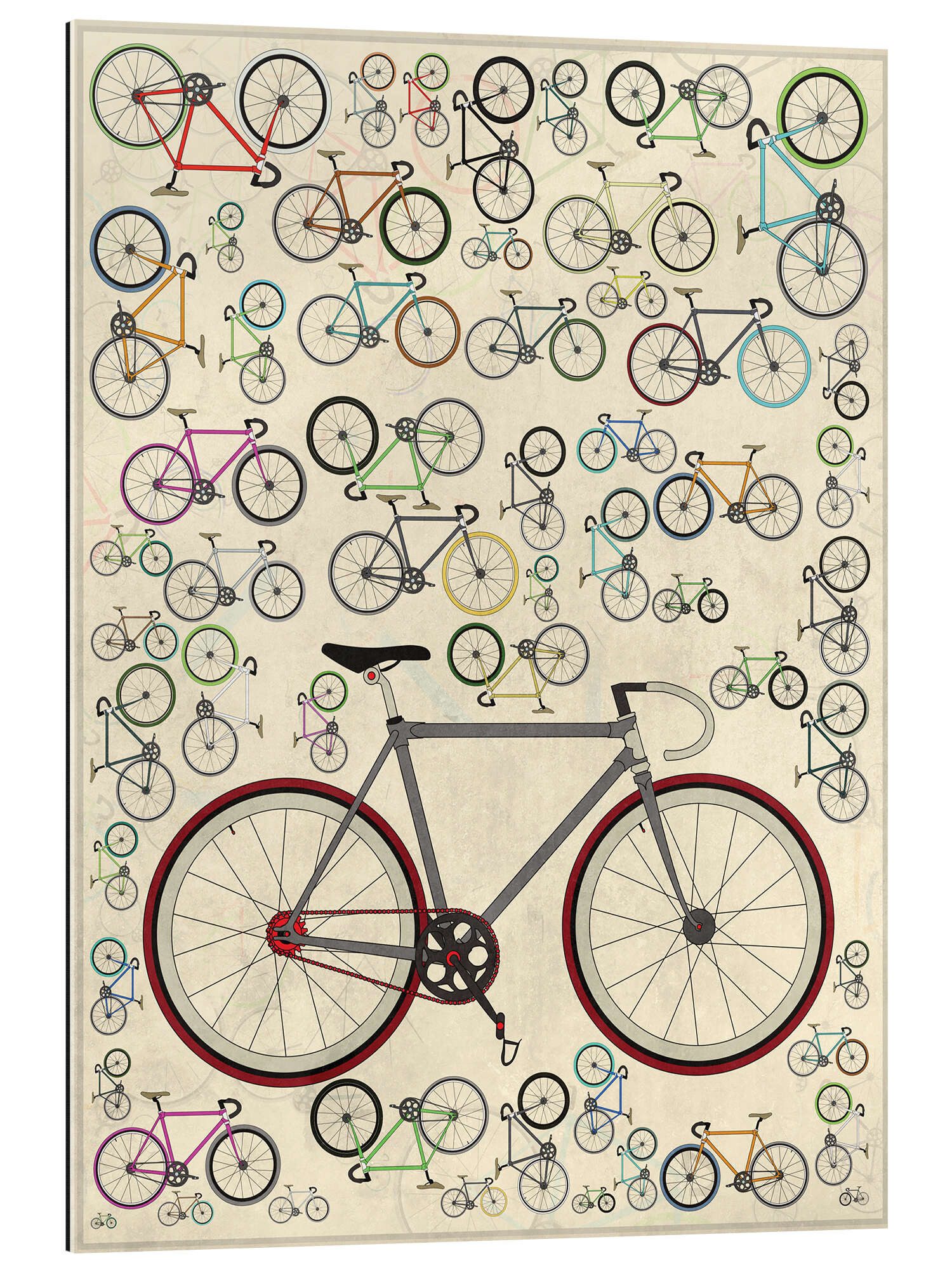 Posterlounge XXL-Wandbild Wyatt9, Vintage Fixie Fahrräder, Jungenzimmer Vintage Grafikdesign