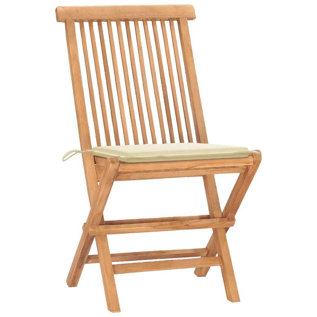 vidaXL Garten-Essgruppe, 3-tlg. Gartengarnitur mit Kissen Klappbar Massivholz Teak