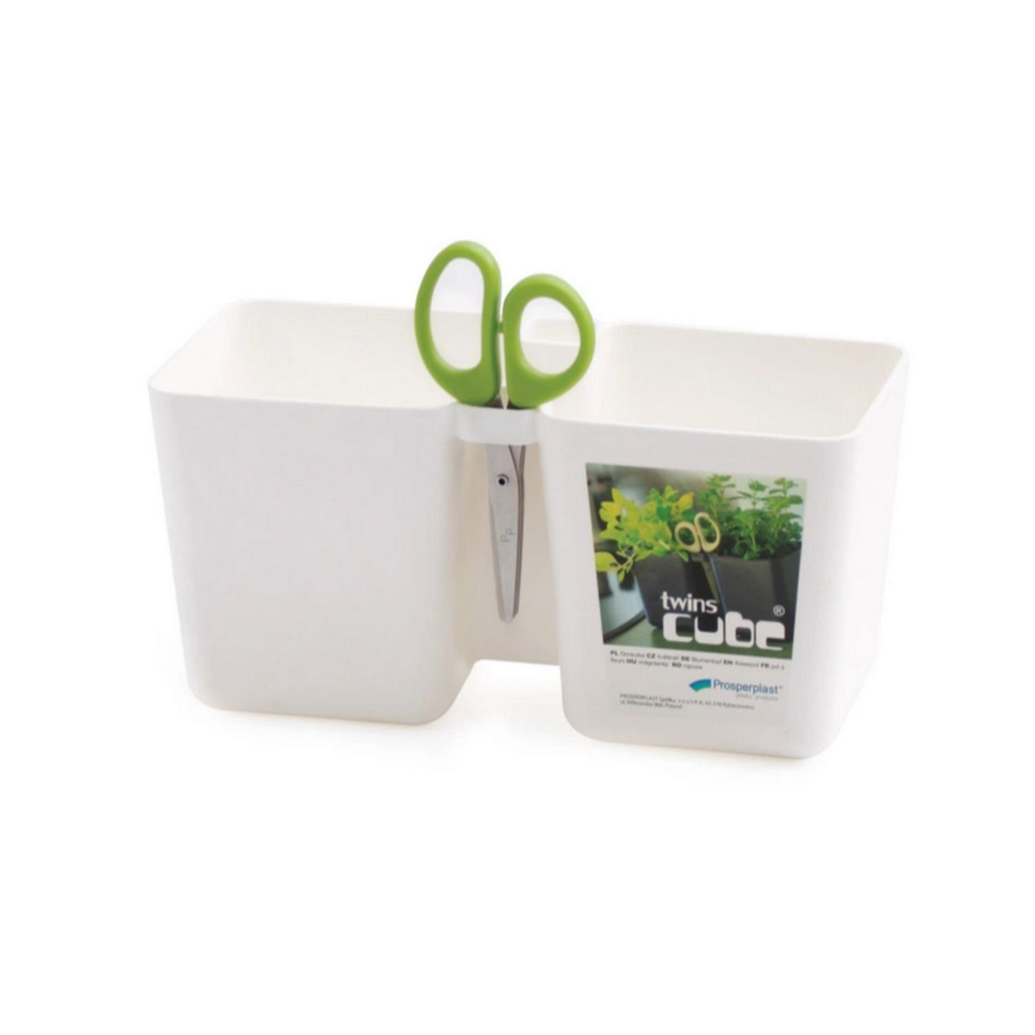 mit Prosperplast Cube Doppel-Blumentopf Twins Schere Kräutertopf,