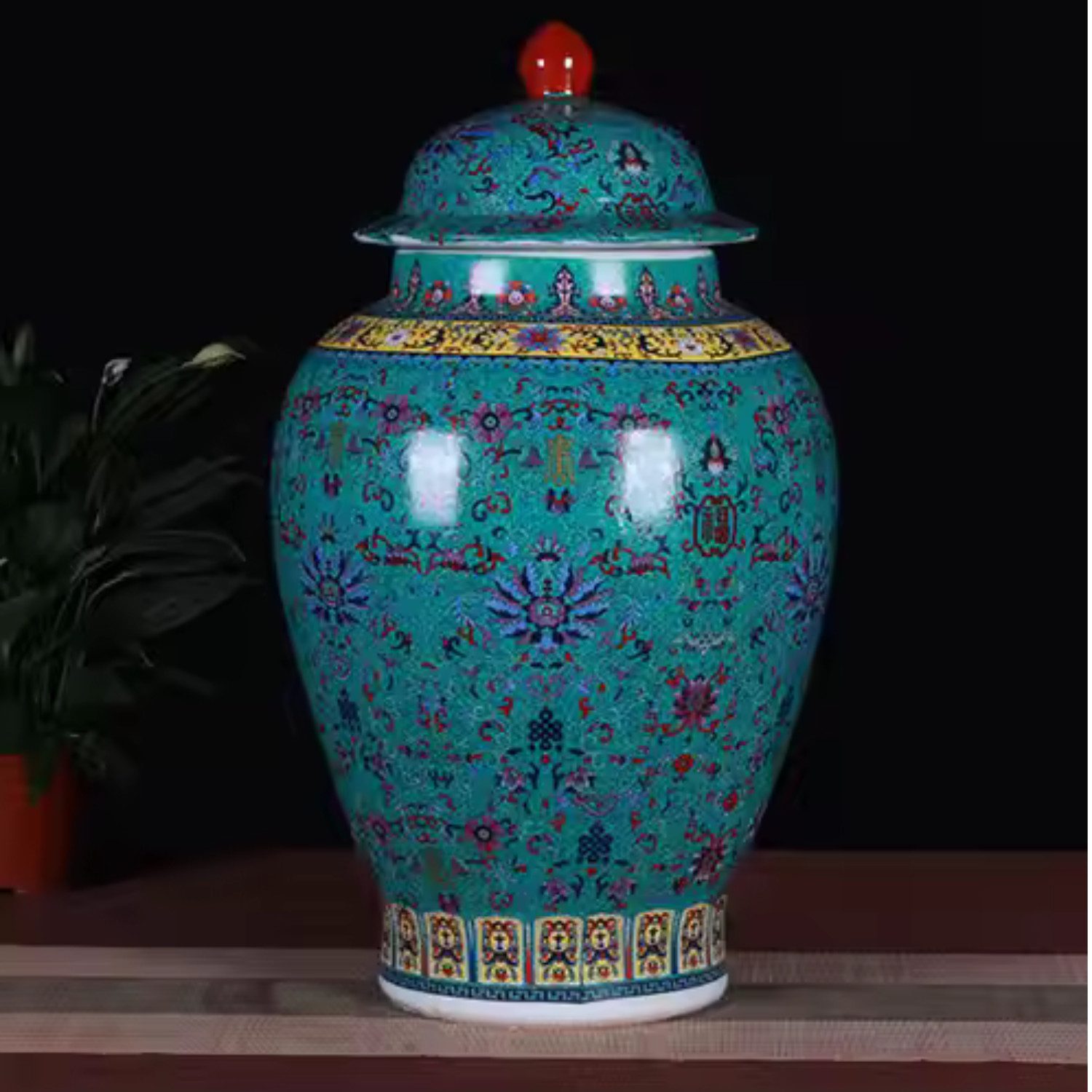 Quality Elegance Dekovase Vintage Keramik-Vase mit Emaille-Glasur – 58 x 38 cm (1 Vase), handgefertigte Keramik, 58cmsx33cms