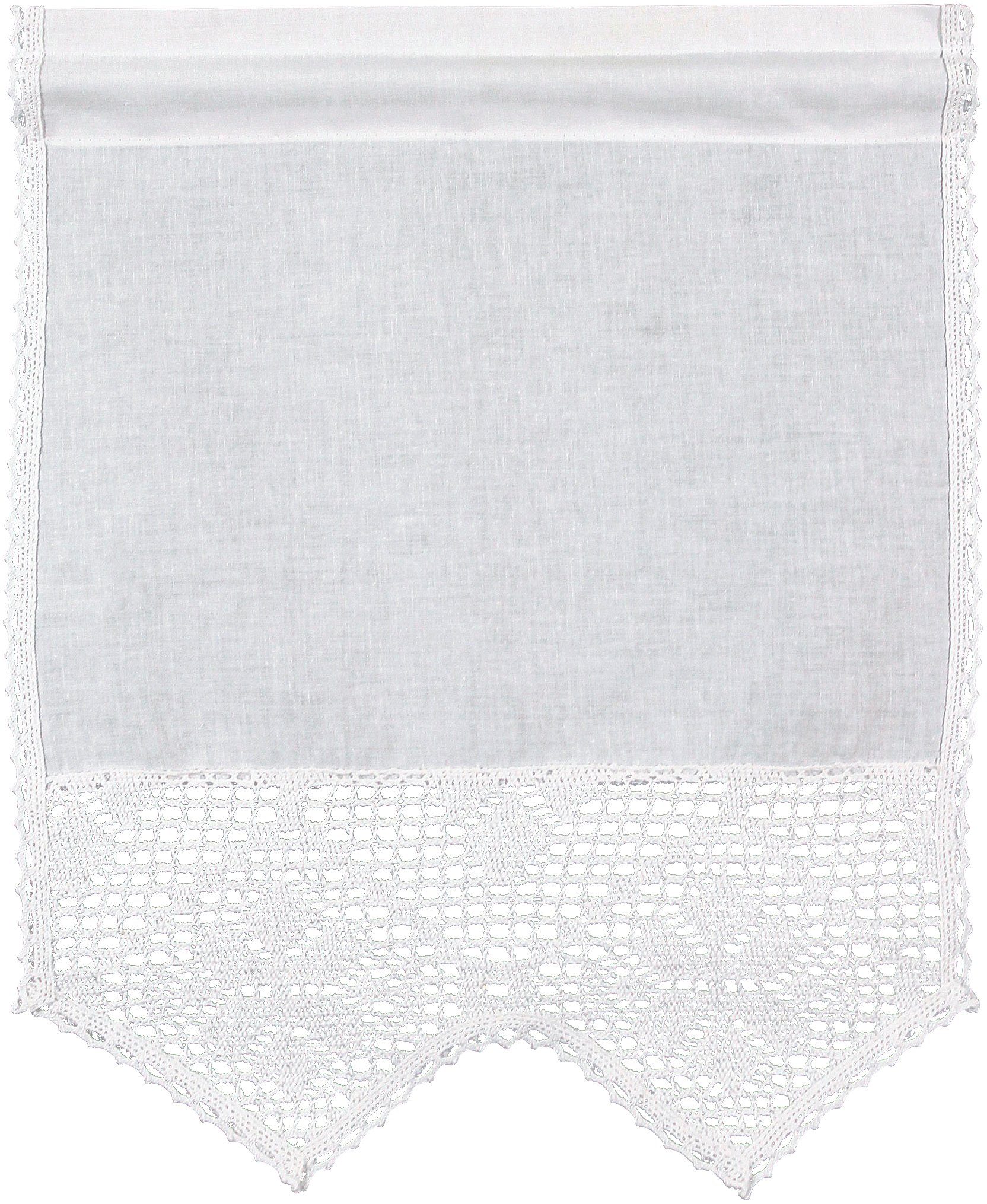 HOSSNER - ART OF HOME DECO Scheibengardine Bärental (1 St), Stangendurchzug, halbtransparent, maschinell gefertigte Häkelspitze
