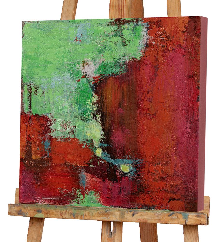 ArtUniverse Gemälde Kontraste in Rot und Grün 60x60 cm, Abstrakt