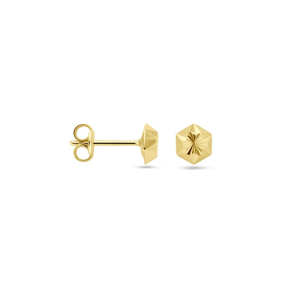 Paar Ohrstecker 375er Gelbgold Ohrstecker Sechseck diamantiert