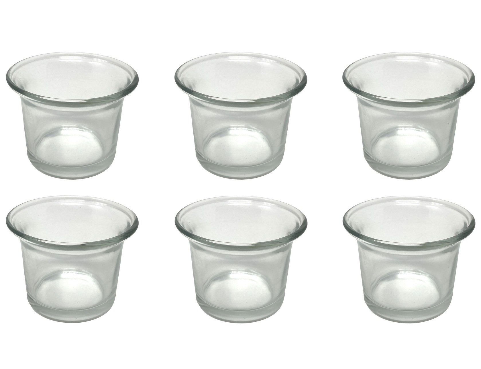 DanDiBo Deko-Glas 6x Teelichtgläser Teelichthalter Glas Teelichtglas Klar  geschwungen 4,5 cm hoch Kerzenhalter