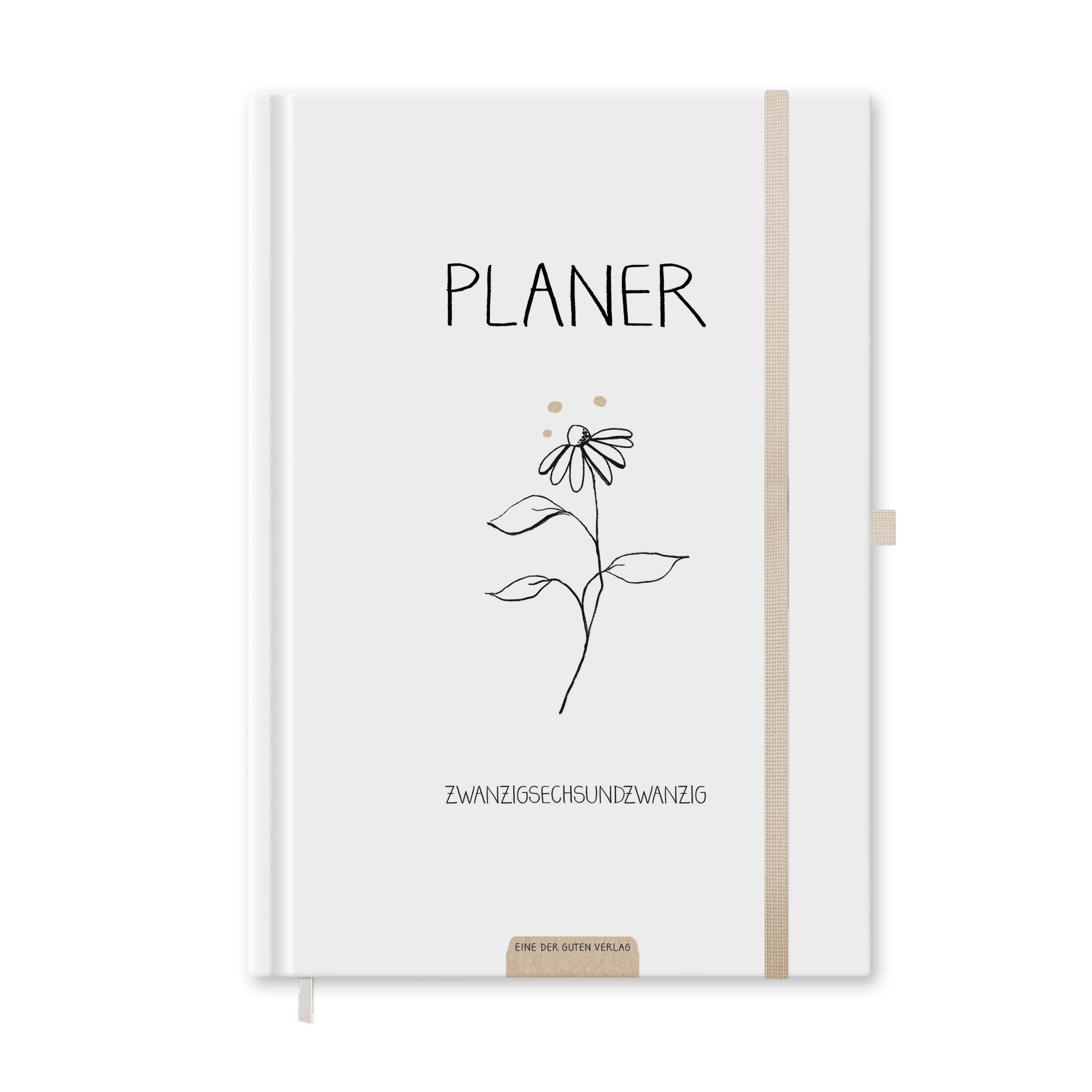 Eine der Guten Verlag Terminkalender Terminplaner 2026 - A5, weiß, schwarz, grau, blau, 1 Doppelseite / Woche, 152 S. FSC-Papier, Softcover, klimaneutral