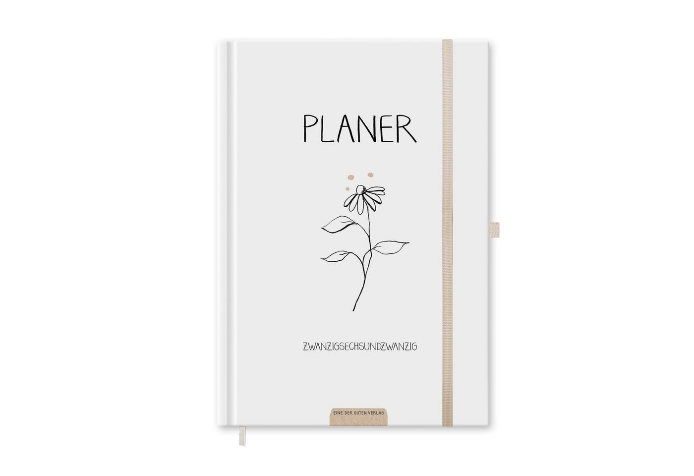 Eine der Guten Verlag Terminkalender Terminplaner 2026 - A5, weiß, schwarz, grau, blau, 1 Doppelseite / Woche, 152 S. FSC-Papier, Softcover, klimaneutral