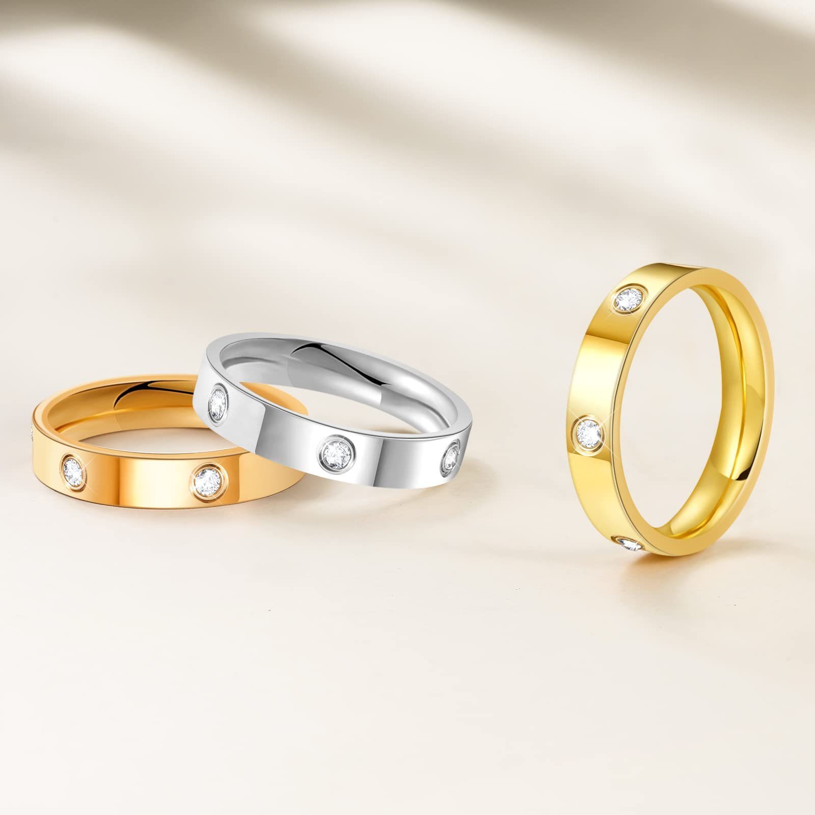 Sterlingsilber Frauen Mode Ring, Damen Trend POCHUMIDUU aus für Zirkonia Silberschmuck Gold 925er Fingerring