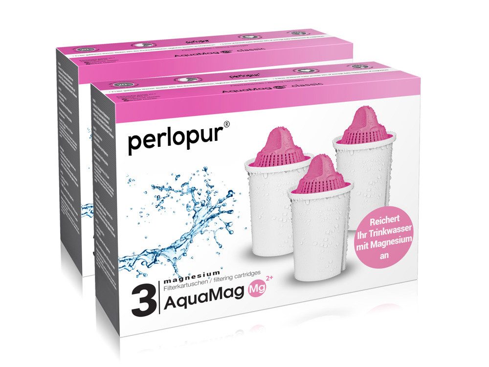 PerloPur Kalk- und Wasserfilter Classic Magnesium Filterkartuschen AquaMag Pack 6, Zubehör für Brita Classic u. PearlCo Classic