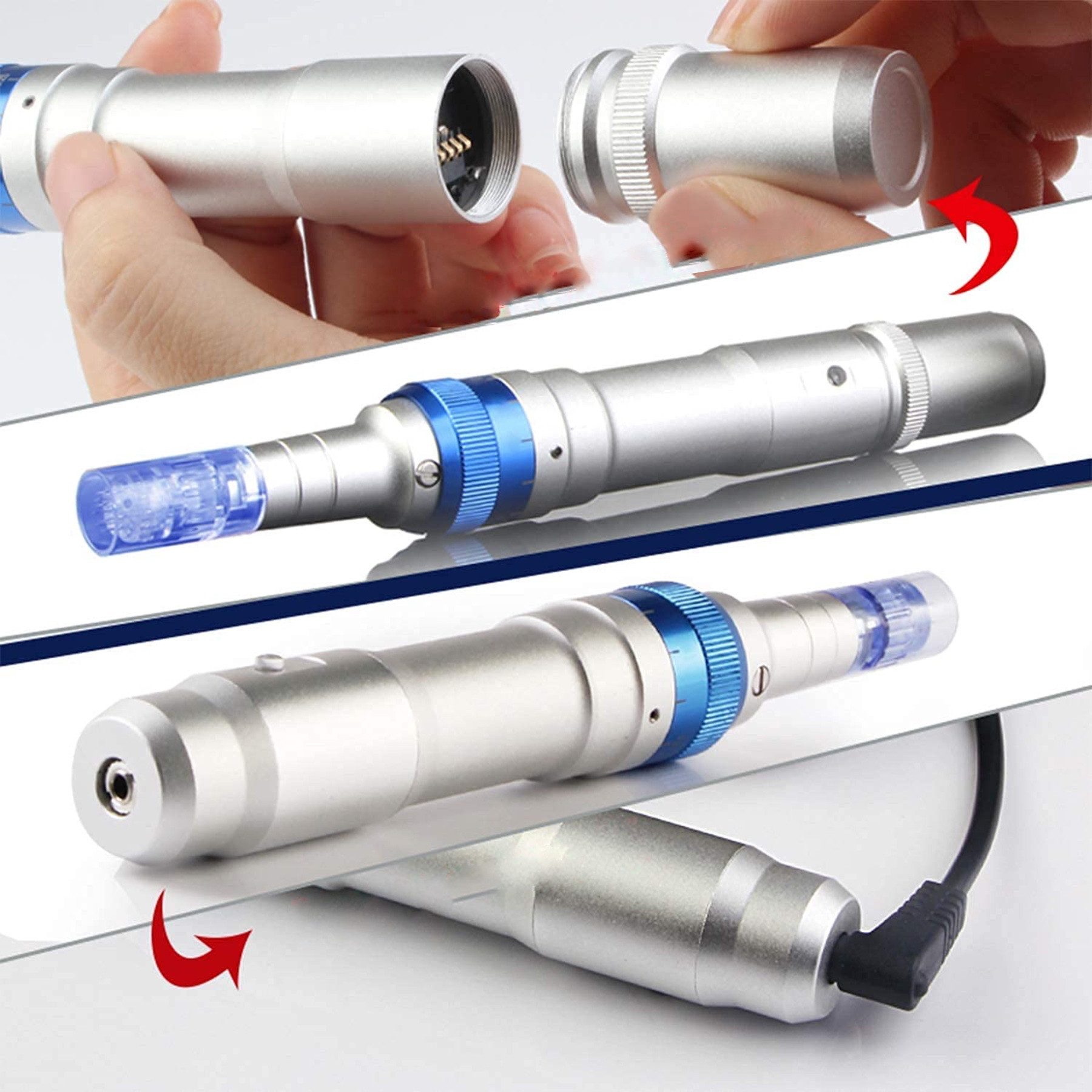 P-Beauty Cosmetic Accessories Dermaroller Derma Pen Microneedling A6 Gerät inkl. 2 Nadeln – Bild 3 von 5