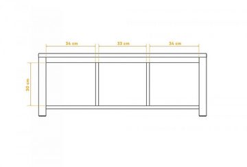 Natur24 Sideboard Kommode Tinci Wildeiche massiv 115x45x43 mit 3 Türen und Holzbeinen