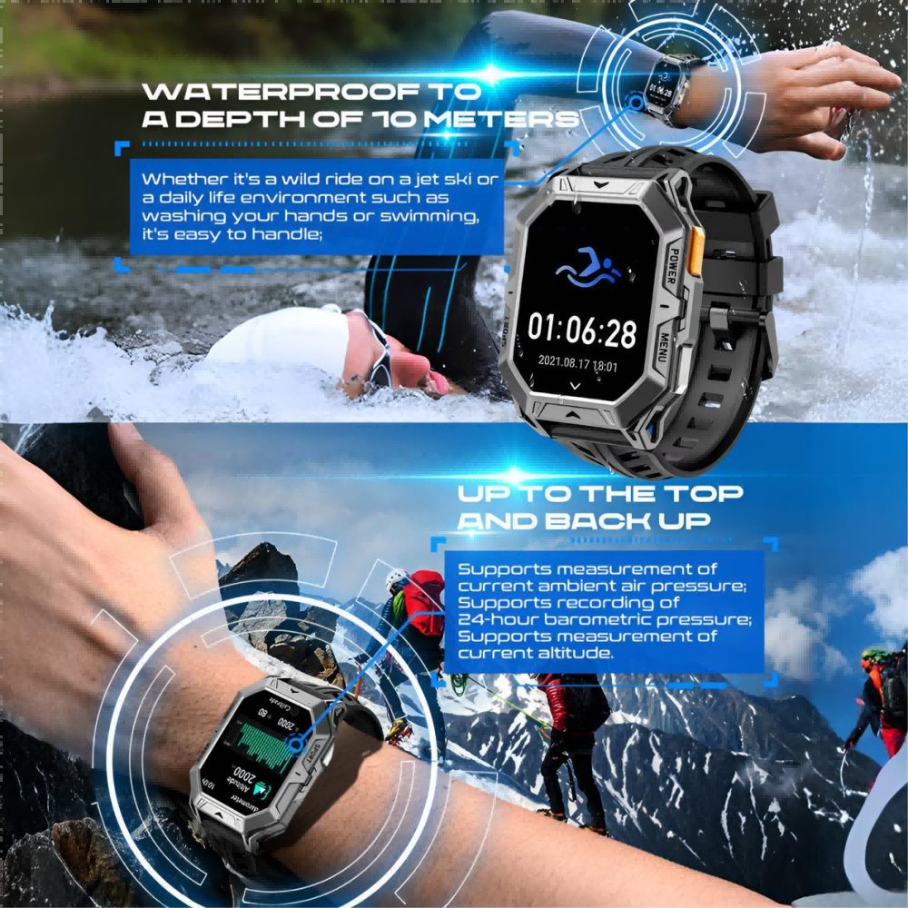 ibettertec Smartwatch,Fitness Tracker Uhr für Damen Herren mit Telefonfunktion Smartwatch (2,13-Zoll HD-AMOLED-Touchscreen Zoll) IP68 Wasserdicht, für Android und iOS geeignet, 1000 mAh große Akkukapazität, 100+ Sportmodus und Gesundheitsüberwachung