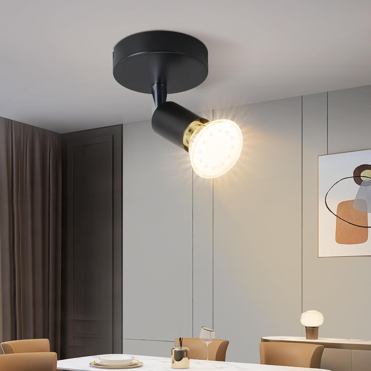 ZMH Deckenleuchte 1-Flammig Klein Deckenlamp Modern 330°Drehbar für Schlafzimmer, Augenschutz, ohne Leuchtmittel, klein Lampen Metallschrim MAX.40W