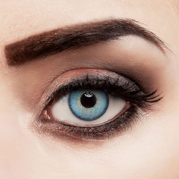 aricona Farblinsen Farbige Kontaktlinsen blau intensiv farbige Jahreslinsen, ohne Stärke, 2 Stück