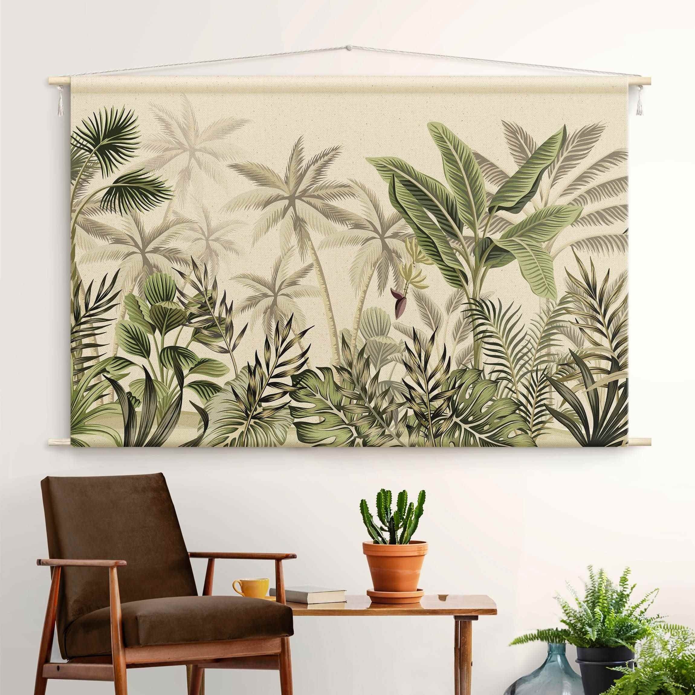Bilderdepot24 Wandteppich modern Vintage Tropisch grün, günstig online kaufen