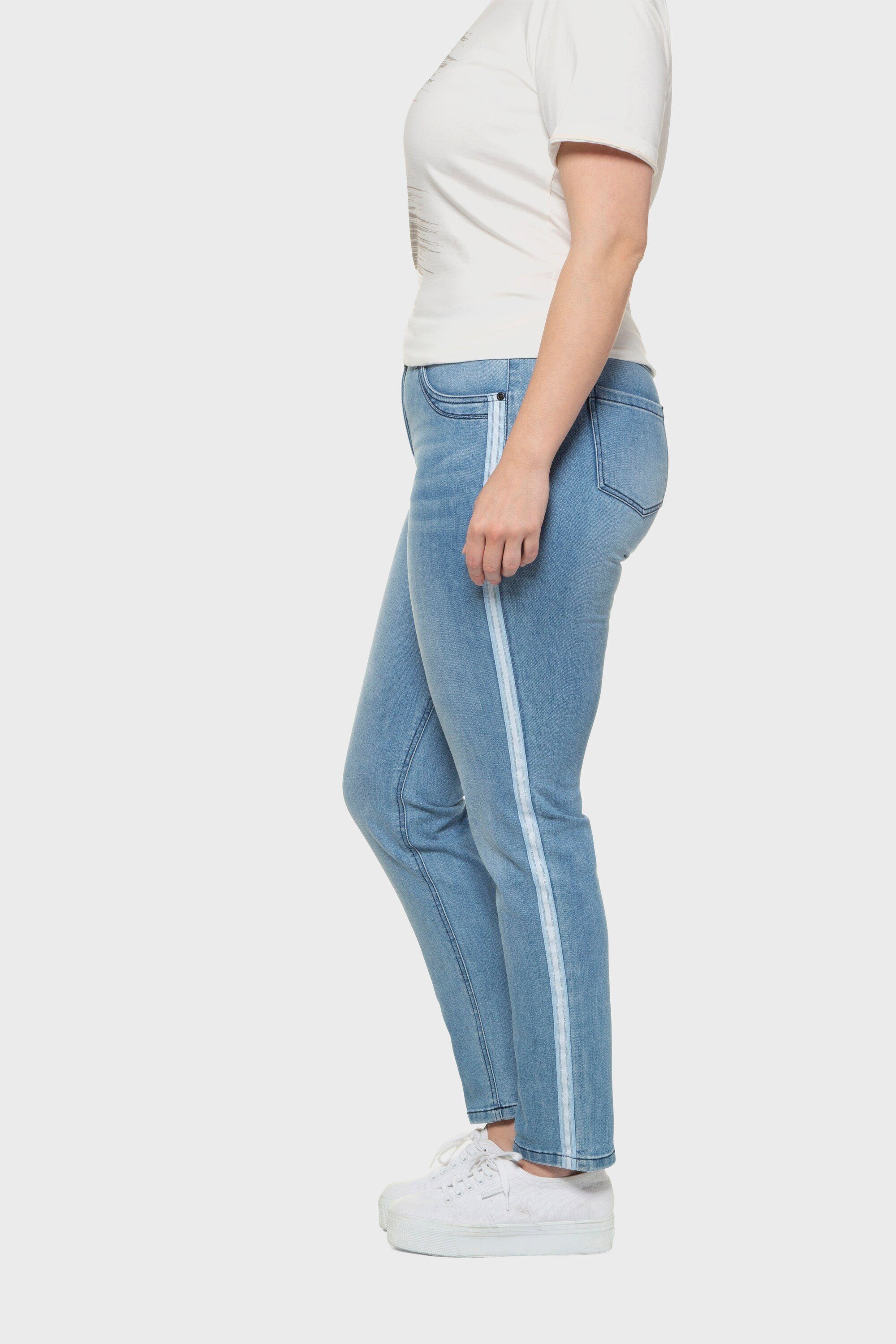 Damen Jeans Ulla Popken 5-Pocket-Jeans Jeans Sarah Galonstreifen bequeme 5-Pocket-Form