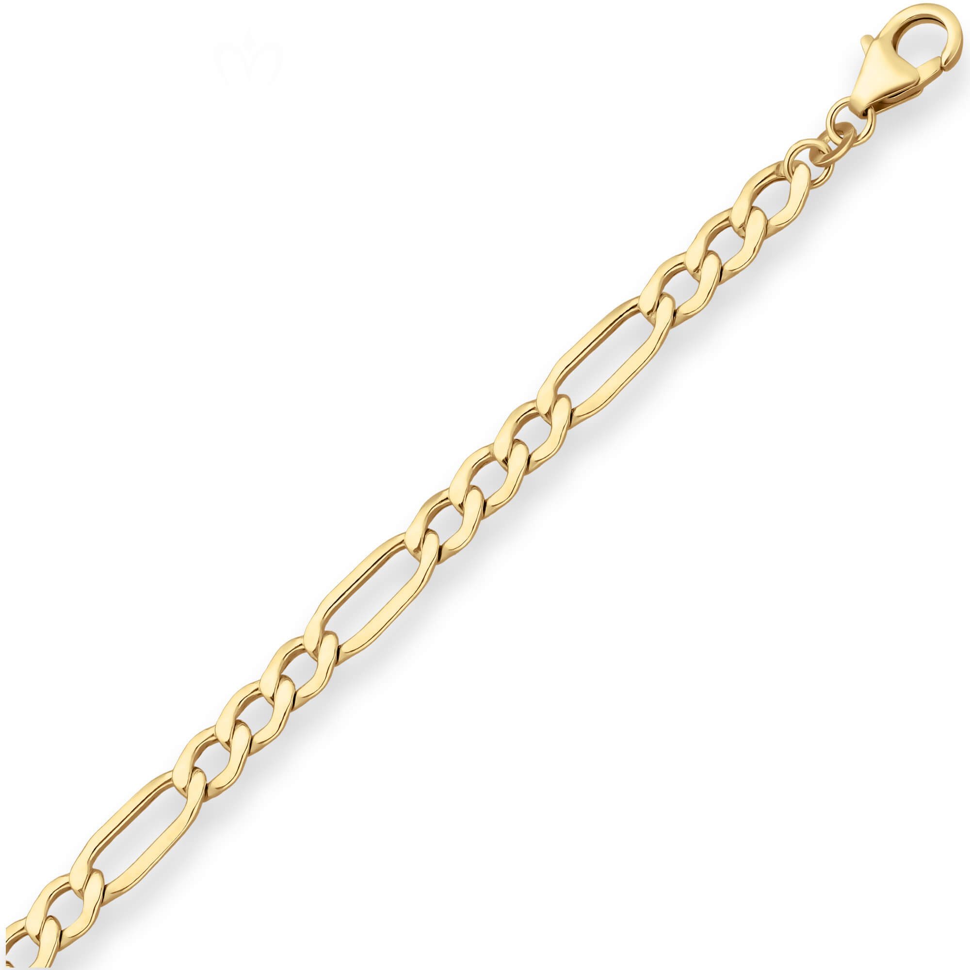 Schmuck Krone Goldarmband 5,1mm Armband Figarokette hohl aus 333 Gelbgold 21cm, Gold 333