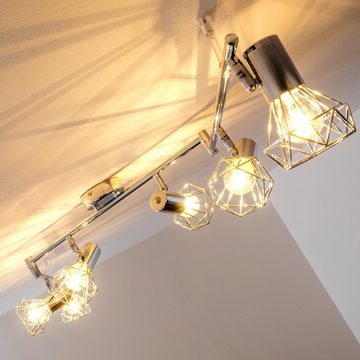 hofstein Deckenstrahler »Torano« Deckenlampe aus Metall in chrom, ohne Leuchtmittel, mit verstellbaren Strahlern, 6xE14, moderner Spot mit Gittern