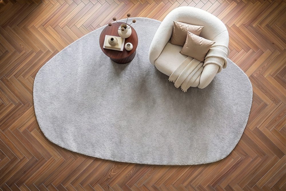 riess-ambiente Designteppich ORGANIC 230x160cm creme - Hochflor, organische Form, weiche Haptik, unregelmäßig, Höhe: 30 mm, geeignet für Fußbodenheizungen – ideal für Wohn- & Schlafzimmer