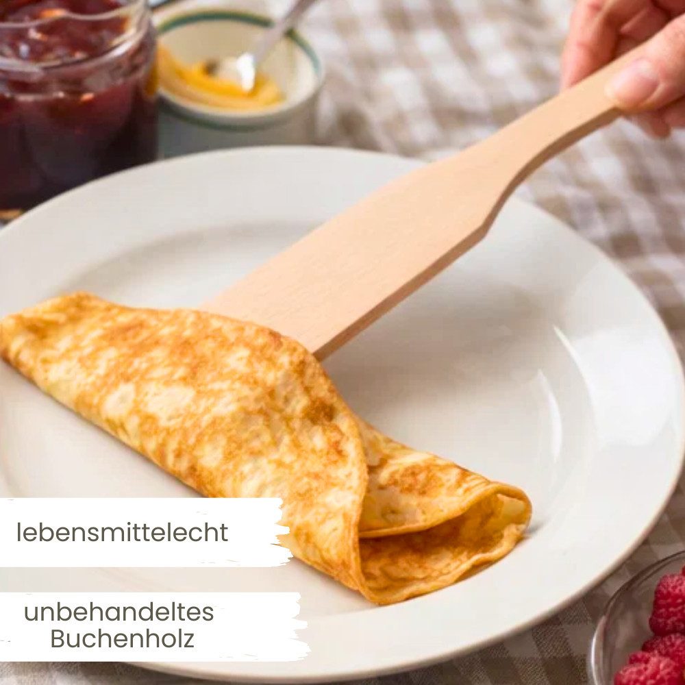 mikken Crepes Verteiler Crêpes Zubehör Set Teigverteiler & Wender aus Buchenholz, 2-teiliges Crêpes Back-Set, Made in Europe