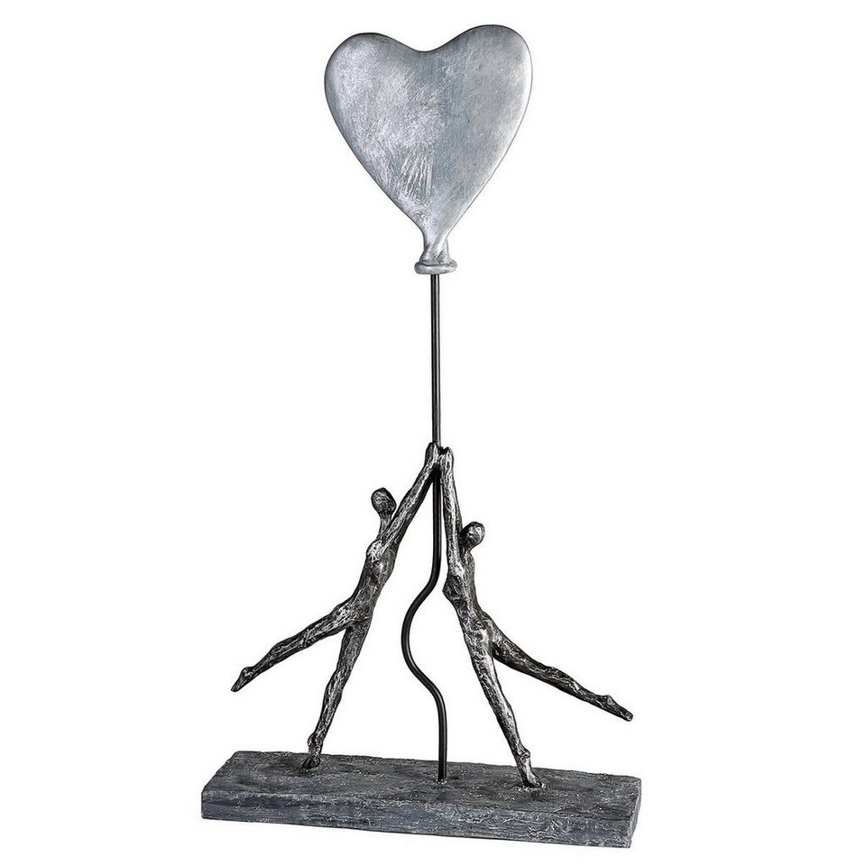 Casablanca by Gilde Dekofigur Skulptur Herz-Ballon, antik silber (1 St),  Dekoobjekt, Höhe 48 cm, Wohnzimmer, Perfektes Geschenk für Freunde und  Familie