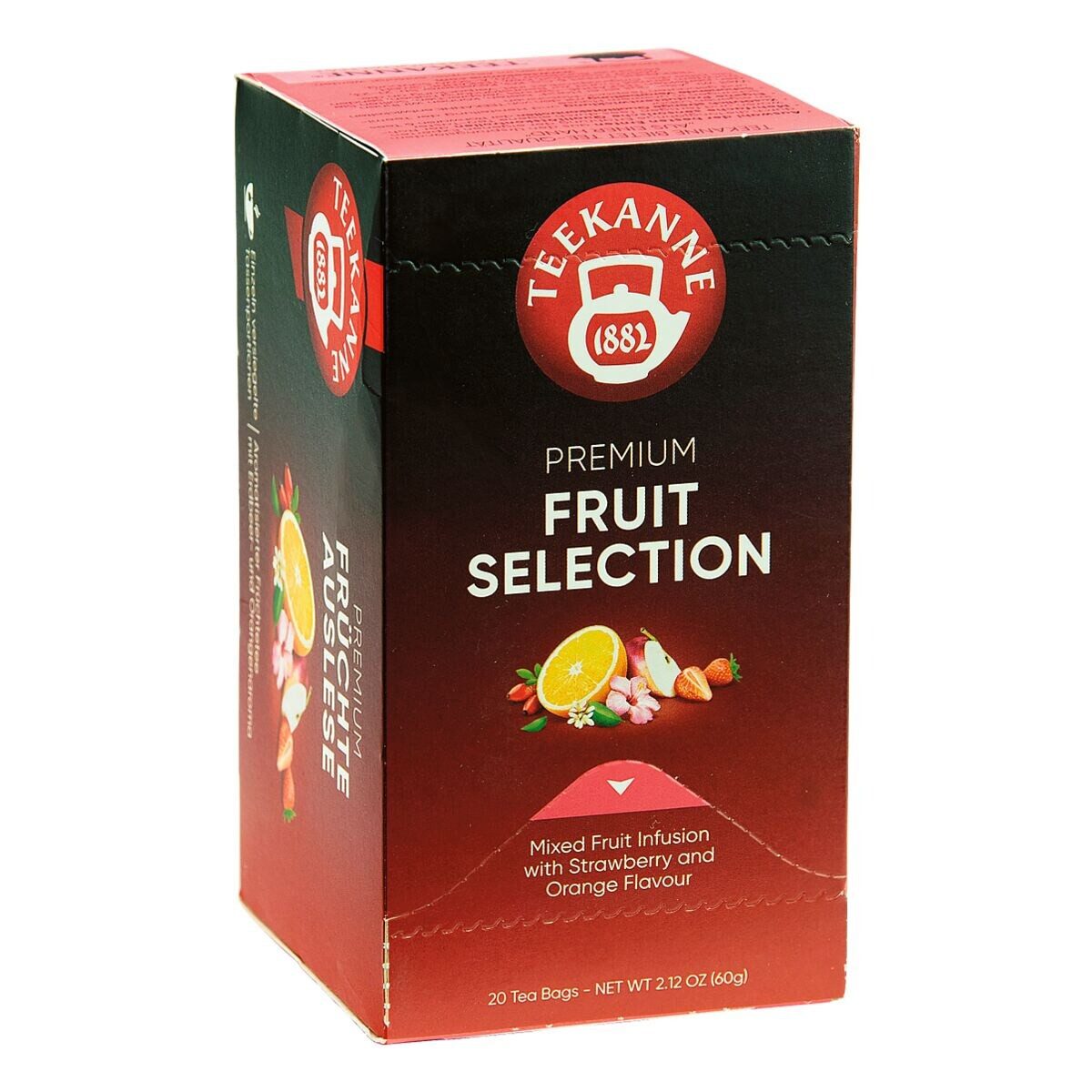TEEKANNE Tee Premium Früchte Auslese, 20 Beutel, Früchtetee mit Erdbeer- und Orangenaroma