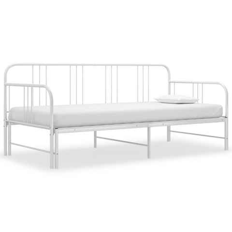 vidaXL Bett Ausziehsofa Bettgestell Weiß Metall 90x200 cm