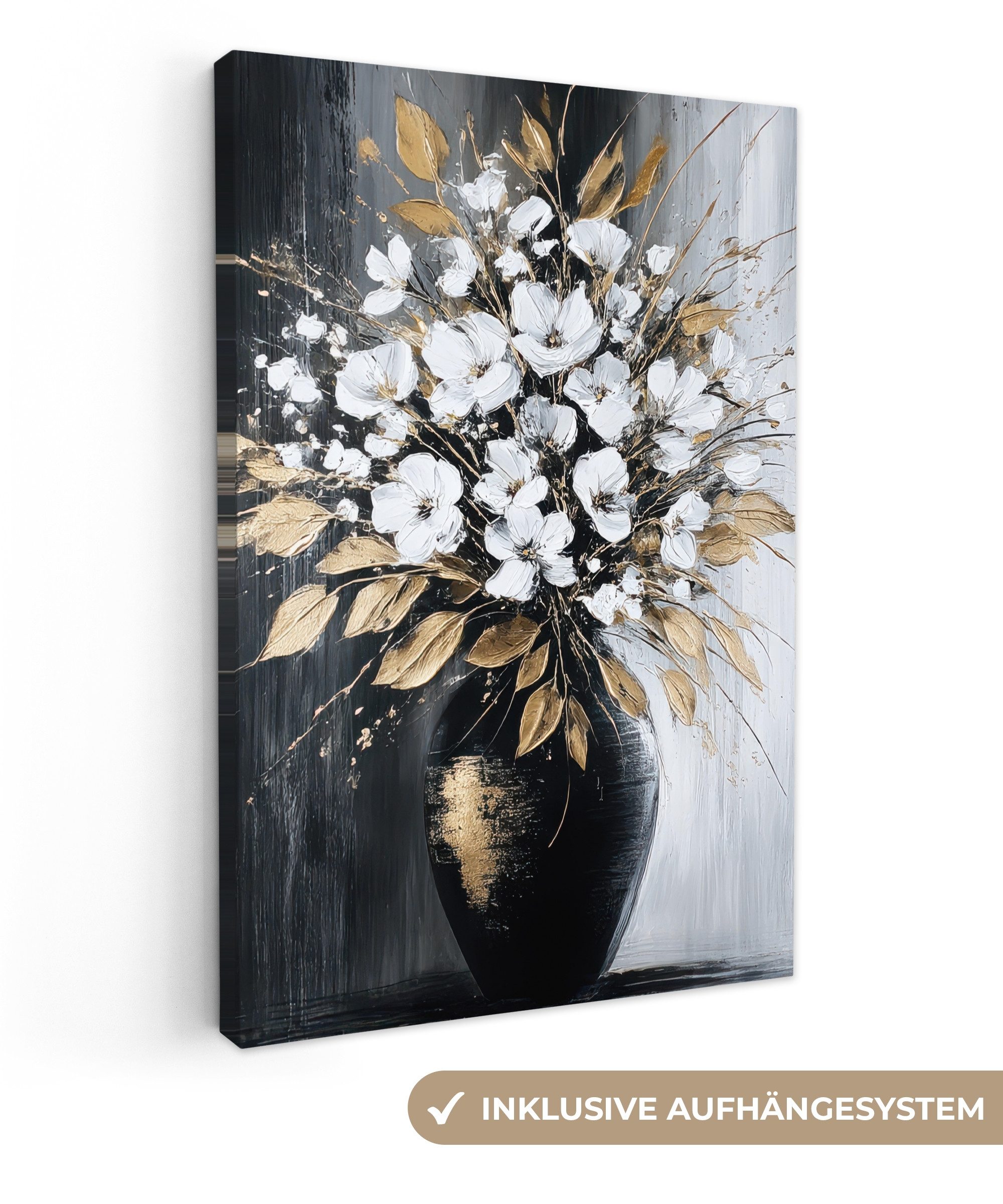 OneMillionCanvasses® Leinwandbild Blumen - Weiß - Vase - Abstrakt, Fotodruc günstig online kaufen