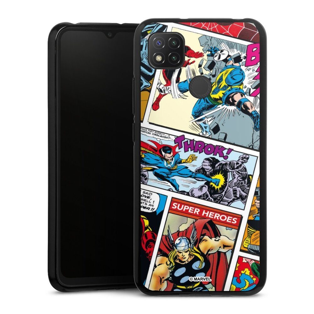DeinDesign Handyhülle Marvel Retro Comic Blue, Xiaomi Redmi 9C Silikon Hülle Bumper Case Handy Schutzhülle