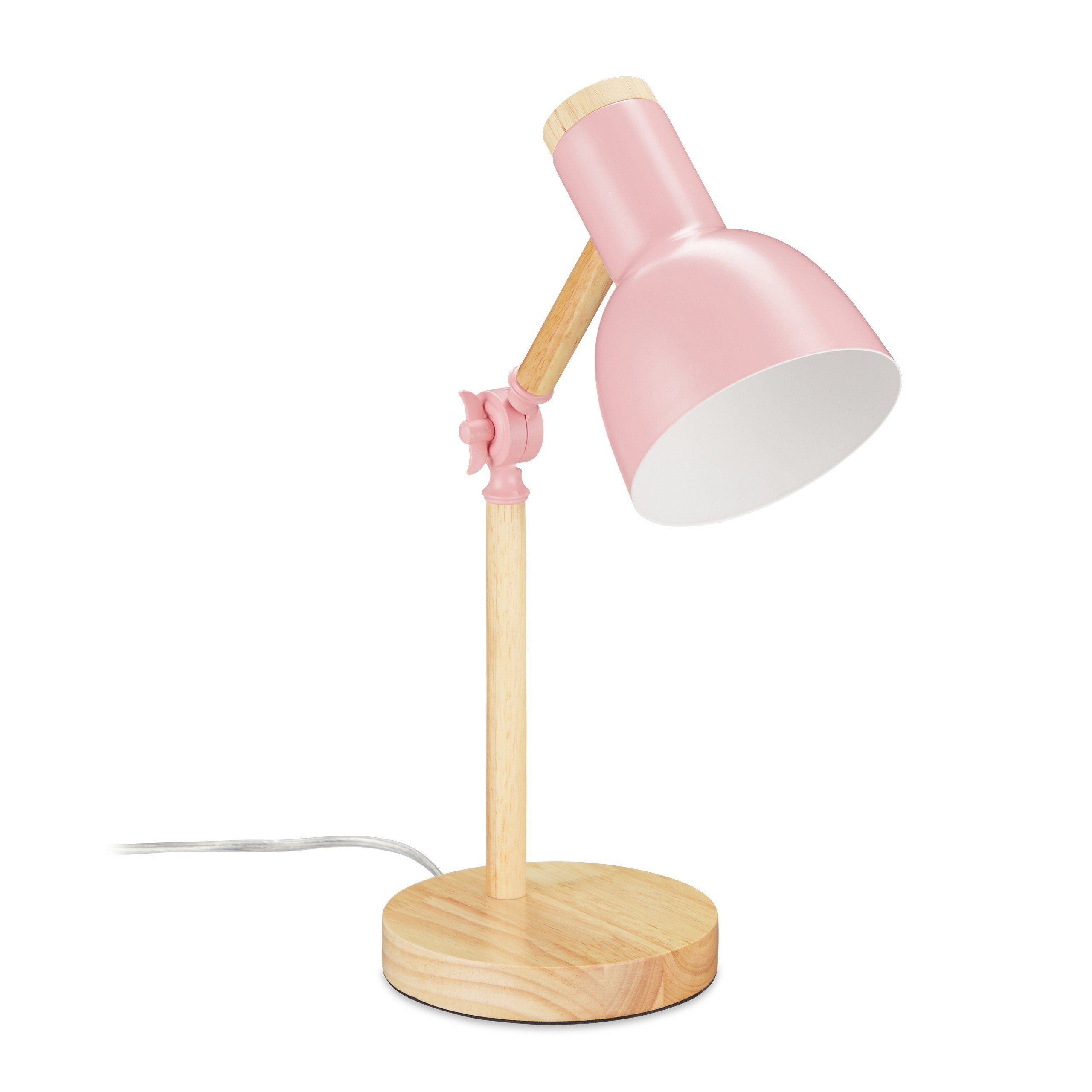 relaxdays Schreibtischlampe Holz verstellbar, Rosa günstig online kaufen