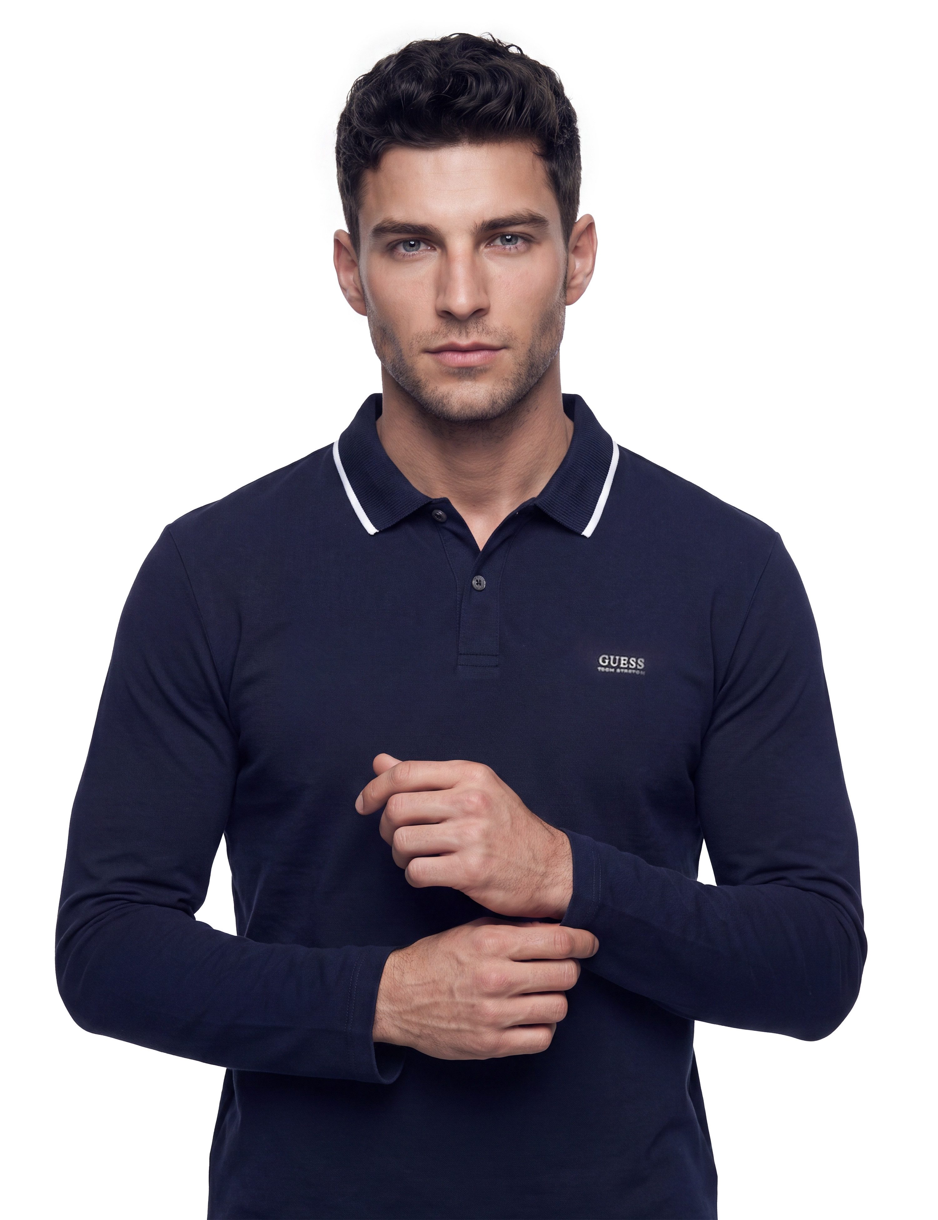 Guess Langarm-Poloshirt Regular Fit, reine Baumwolle