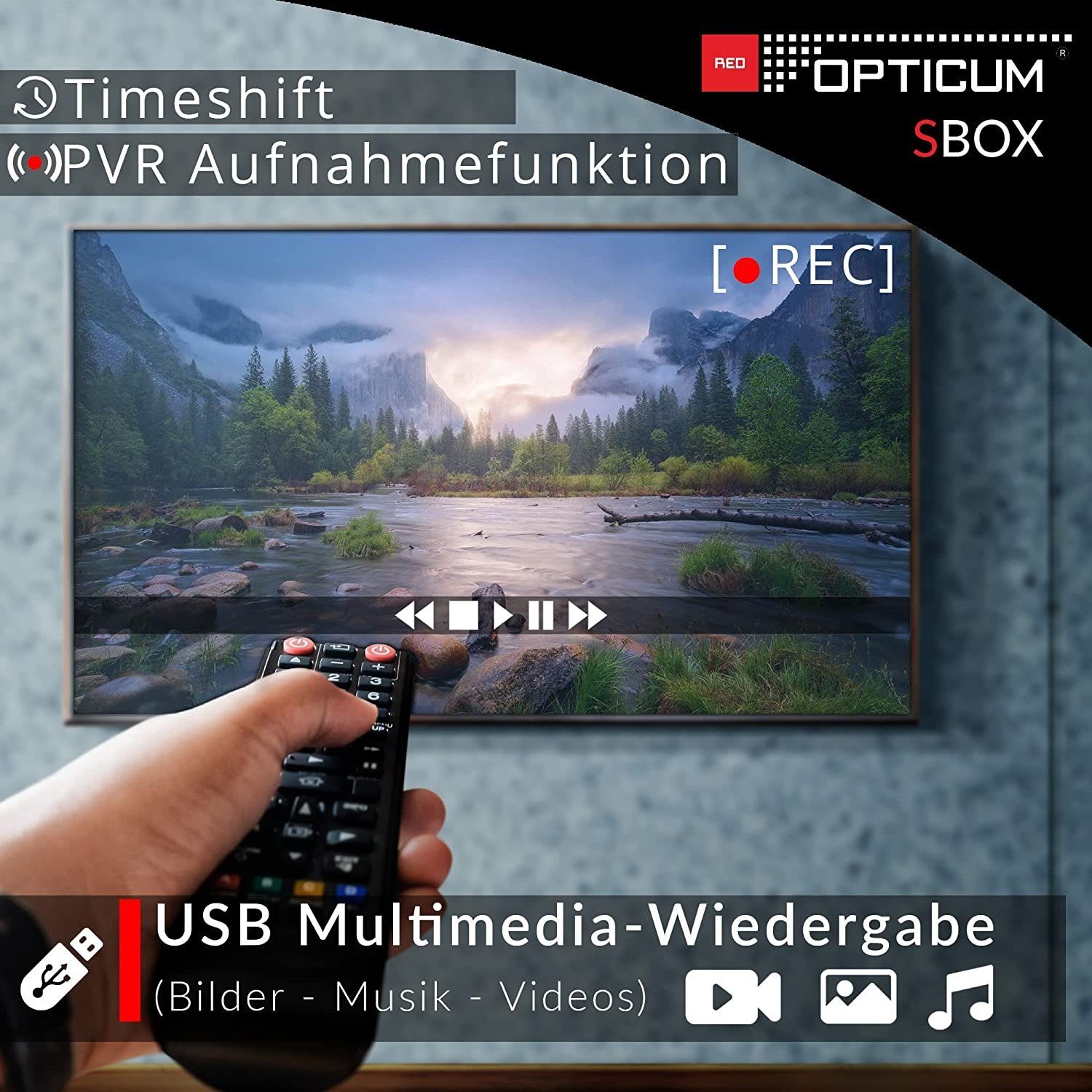 mit RED HDMI, & SAT-Receiver + USB, SBOX Coaxial tauglich) HDMI Einkabel - PVR (PVR, SCART, OPTICUM Kabel Timeshift