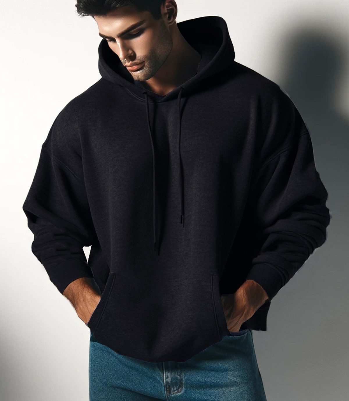 RMK Kapuzenpullover Hoodie Herren Pullover mit Kapuze Basic Longsleeve Smile Smiley Oversize