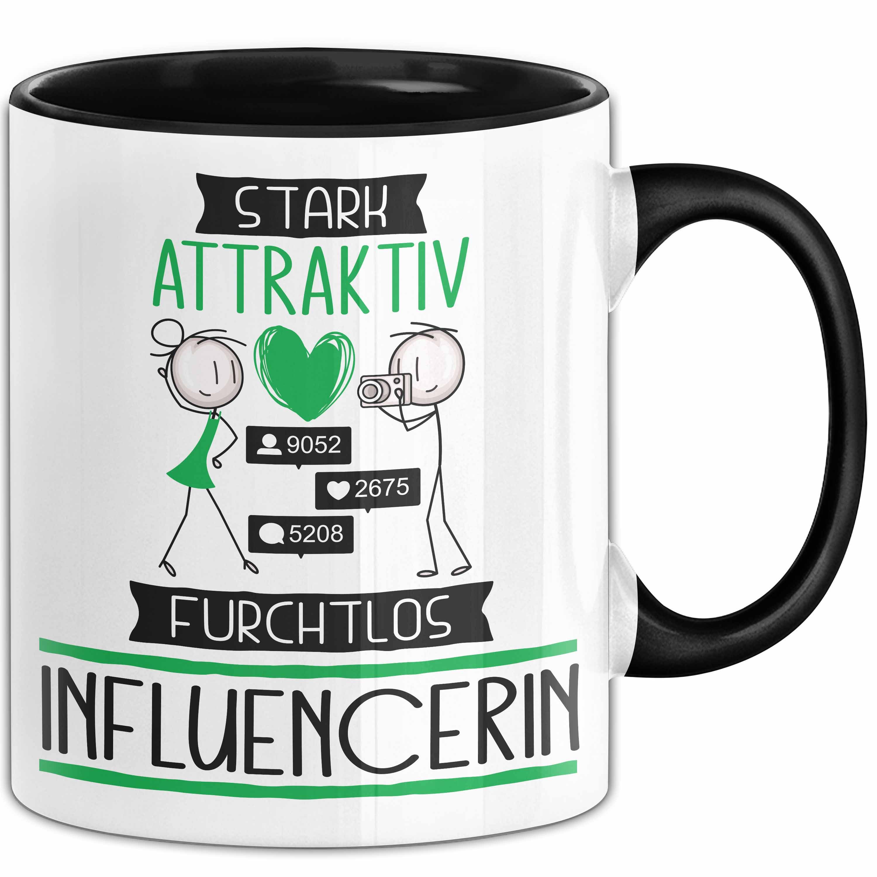 Trendation Tasse Influencerin Tasse Geschenk Becher Stark Attraktiv Furchtlos Influen