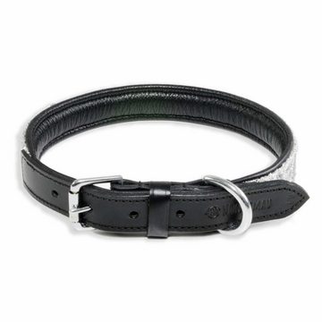 Monkimau Hunde-Halsband Hundehalsband Leder Halsband Hund schwarz mit weißen Pailletten S-XS, Leder