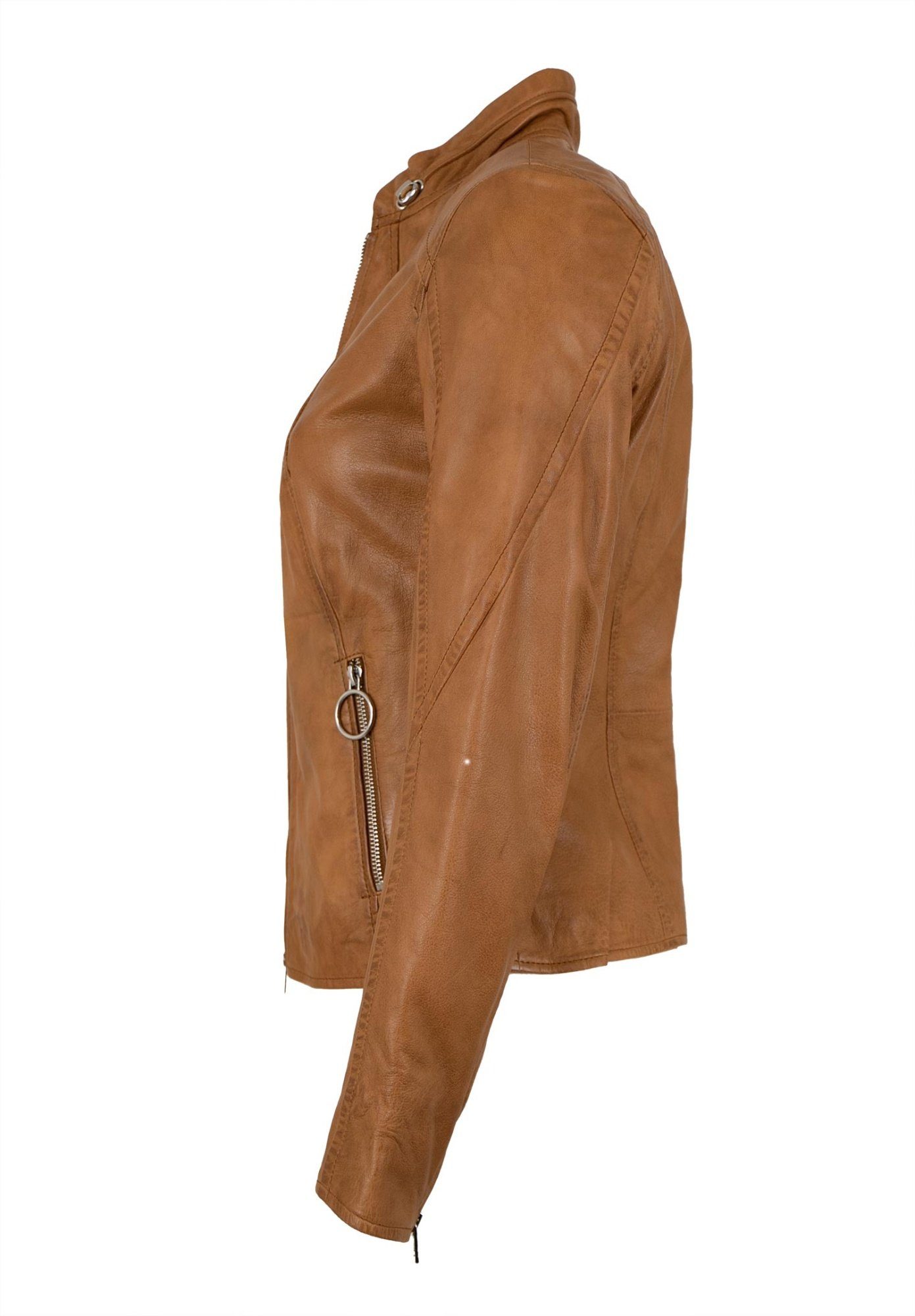 Jilani Lederjacke Kiran Jilani - Damen Lederjacke Lammnappa whisky günstig online kaufen