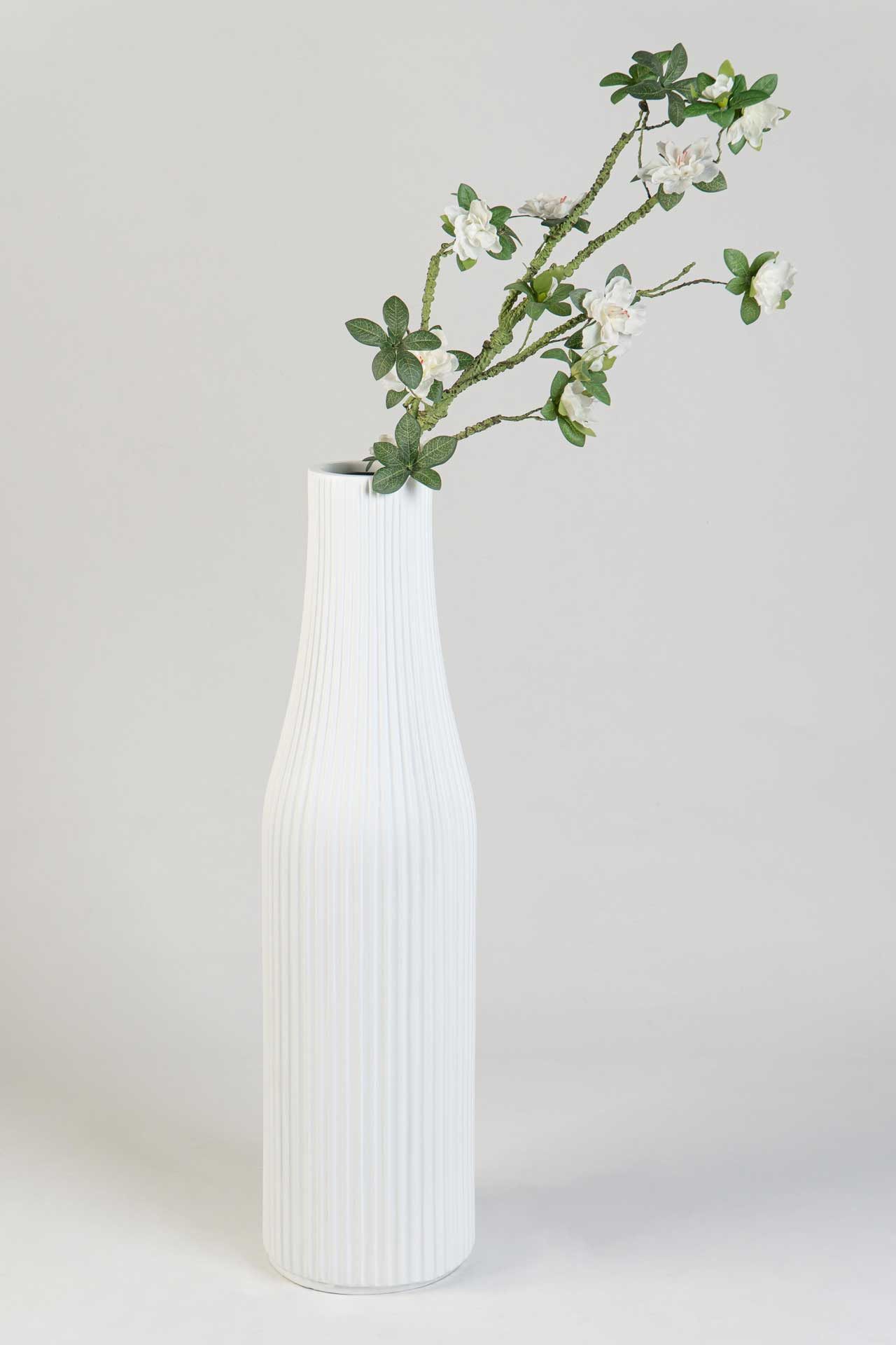 VIVANNO Bodenvase Fiberglas VERTIGO Säule - Skandiweiß Matt Mit Muster (1 St), 20x80 cm