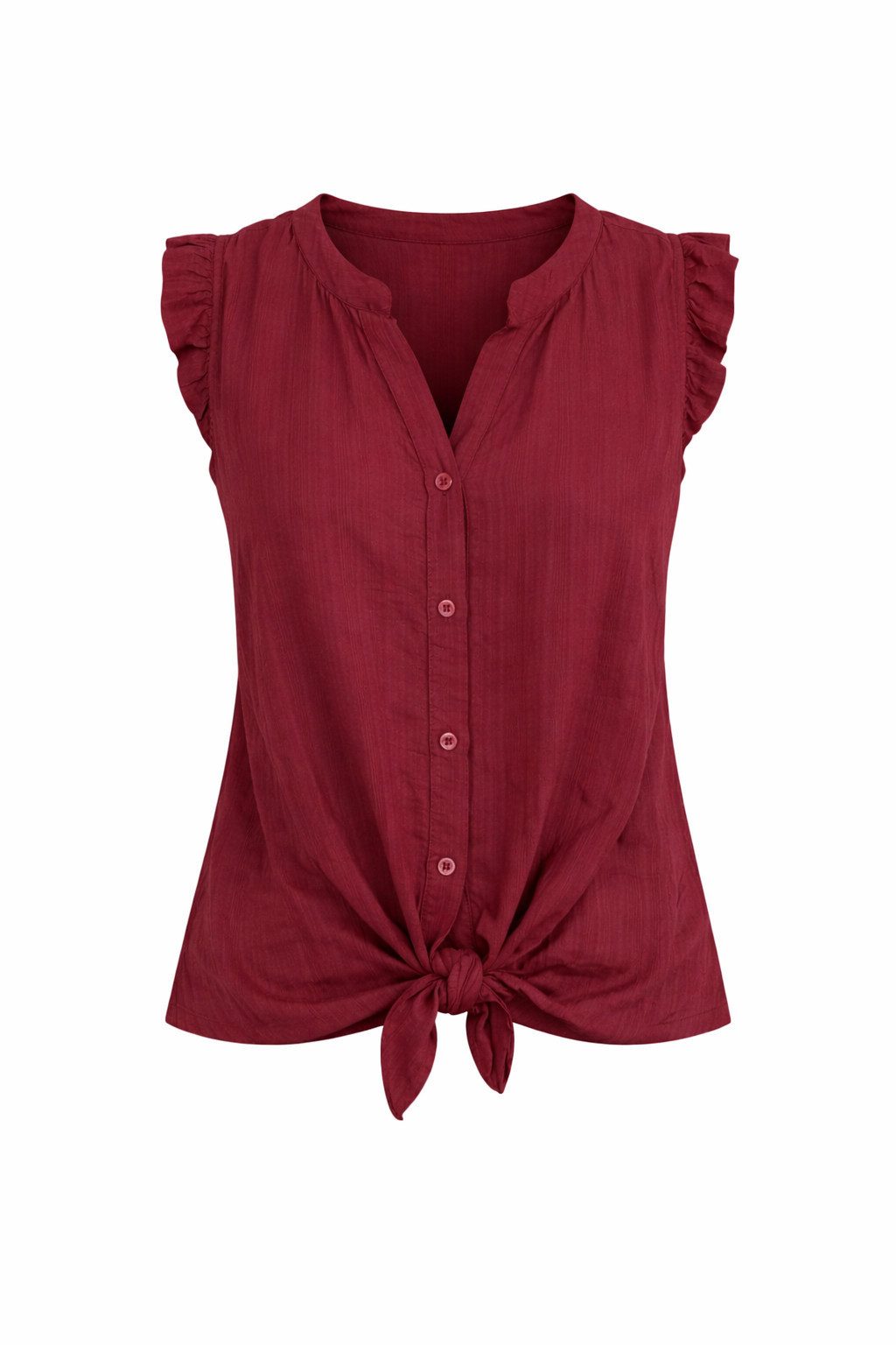 ITALY VIBES Rüschenbluse - Rüschentop Damen - elegantes Blusentop - Viskose - Weinrot ONE SIZE / passend für Größe S - L