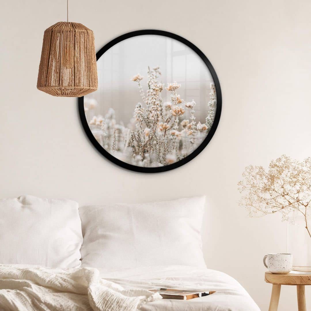 K&L Wall Art Poster Wandbild Poster Rund Boho Blumenfotografie Annie Eisblüten Winter Deko, Wohnzimmer Kunstdruck floral