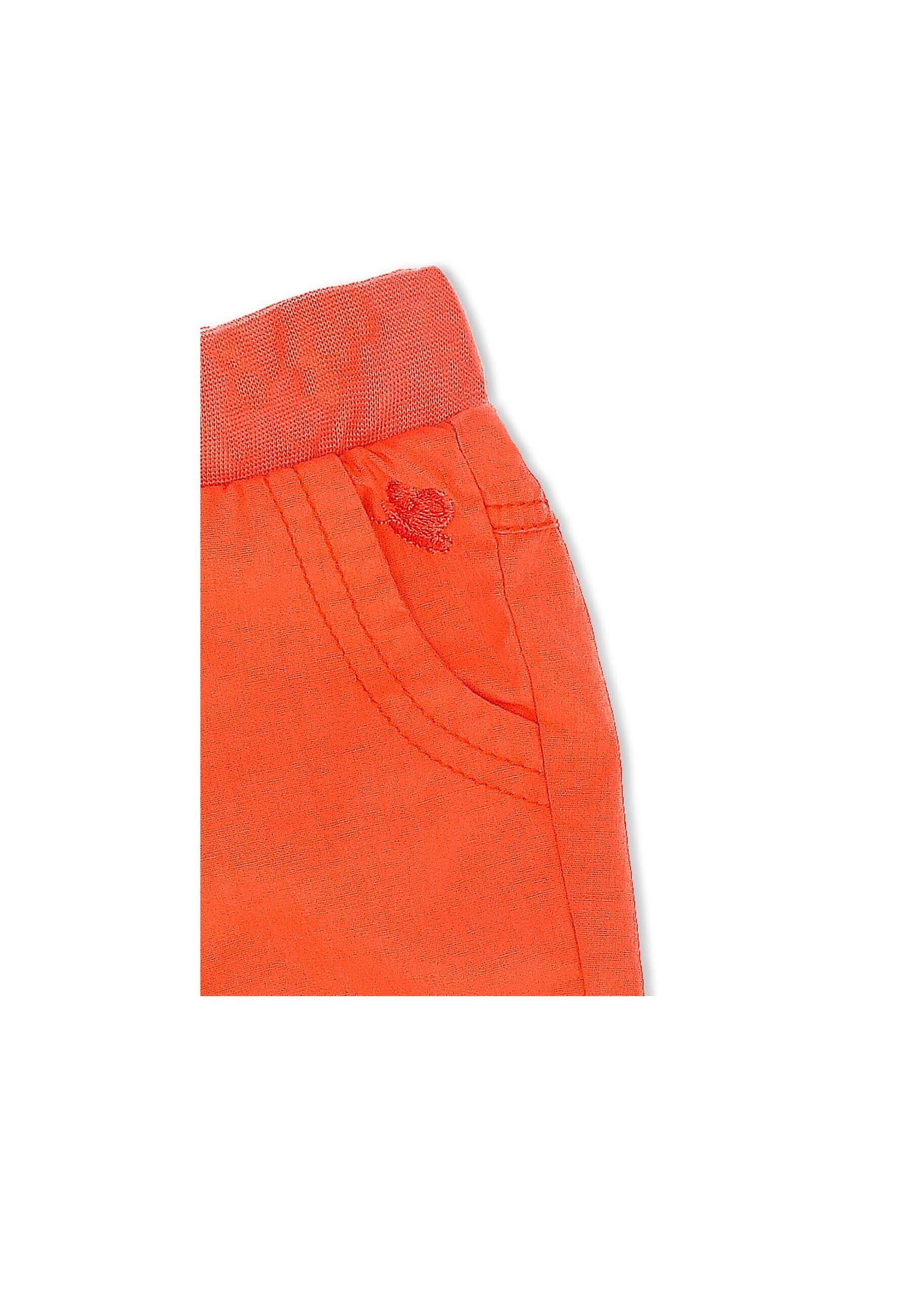 Sterntaler® Shorts in Shorts Look zur (1-tlg) - Kurze mit Durchzugsband mit - Orange Hose lässigen Weitenregulierung Sommer mit Schlupfhose Schmetterling Popelinware Kindershorts Shorts - Rippenbündchen Stickerei im Kinder