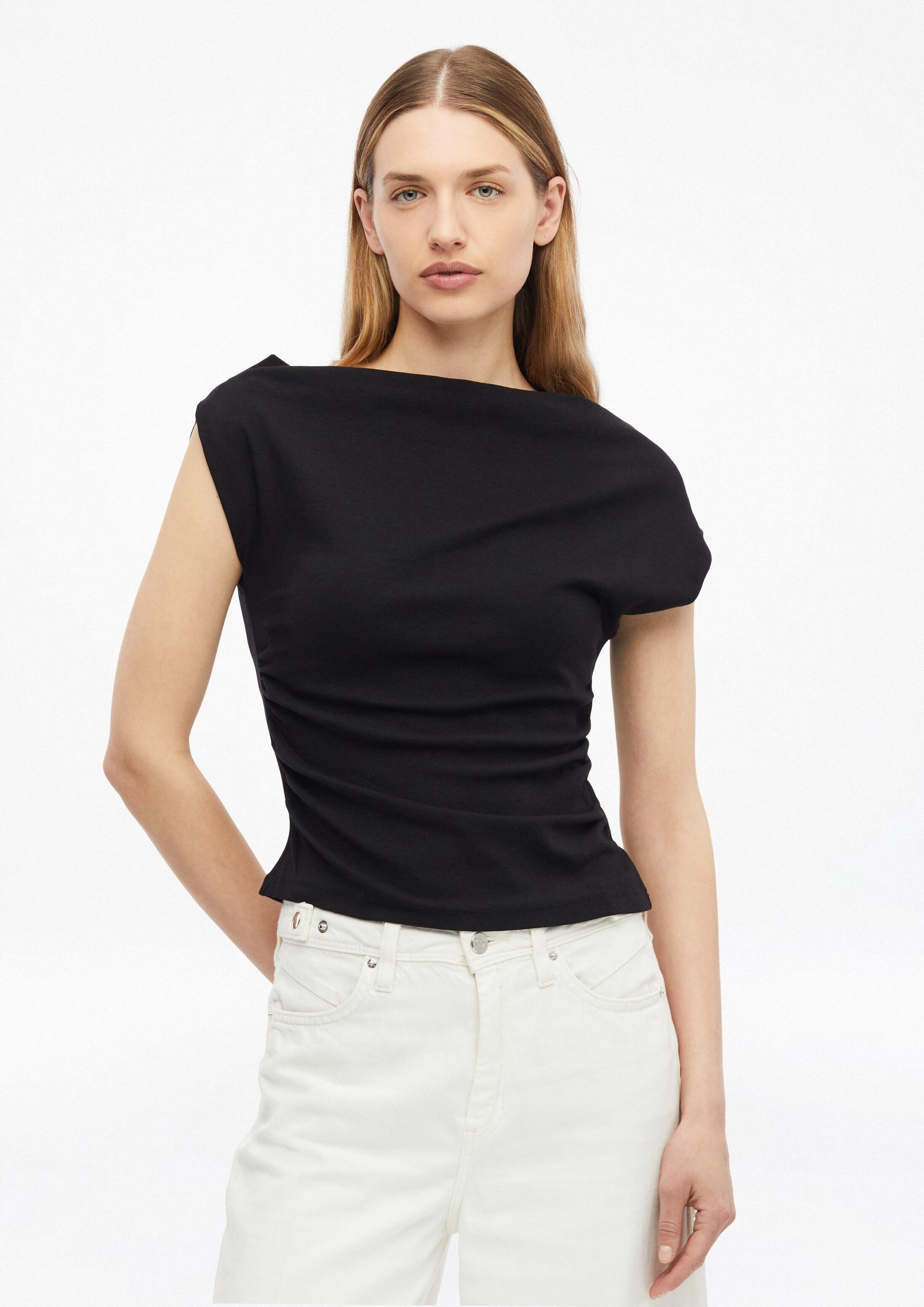 s.Oliver Muscleshirt T-Shirt T-Shirt mit Raffung und asymmetrischer Schulter