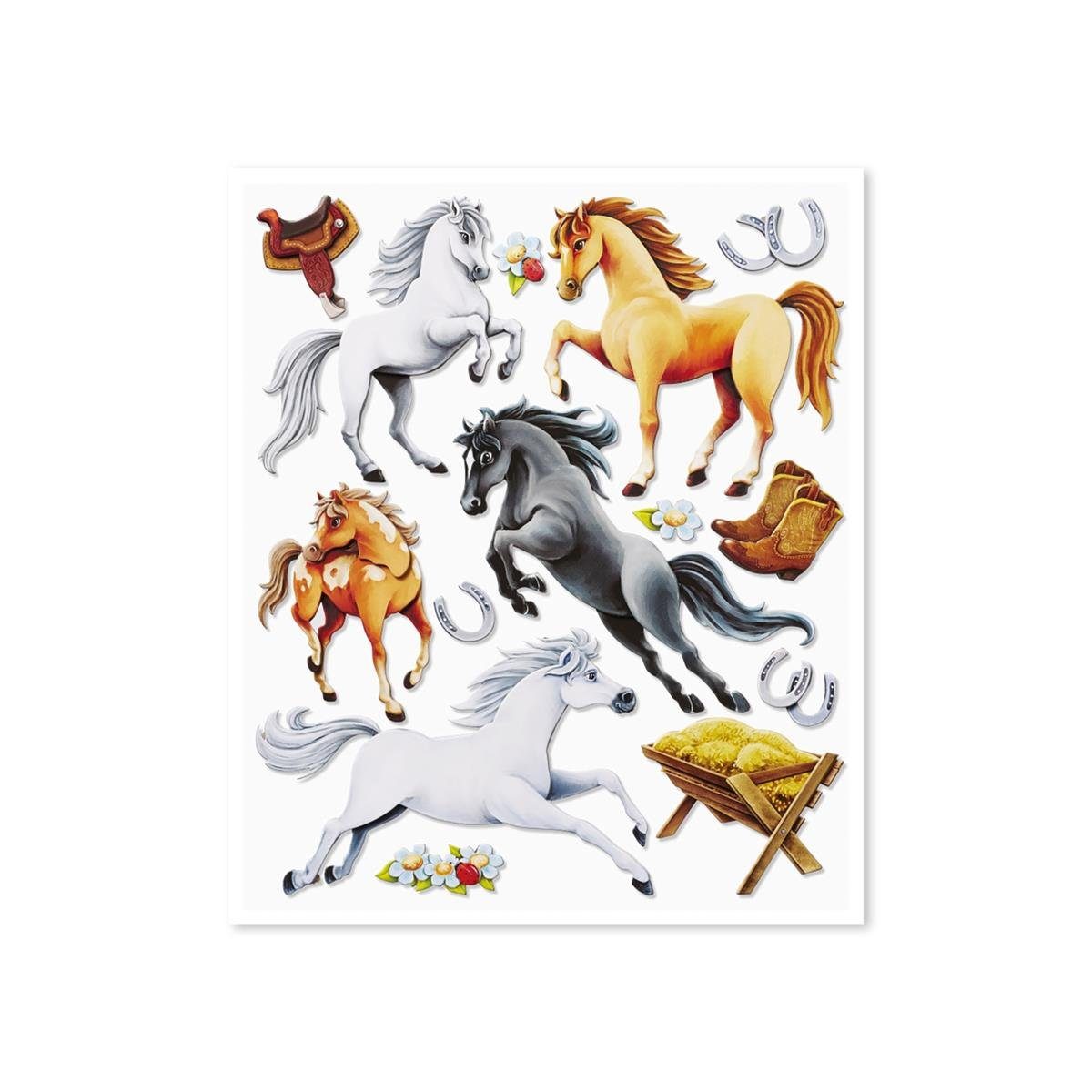 Roth Schultüte Roth XXL 3D-Sticker Pferd II 30x30cm, 14 Teile