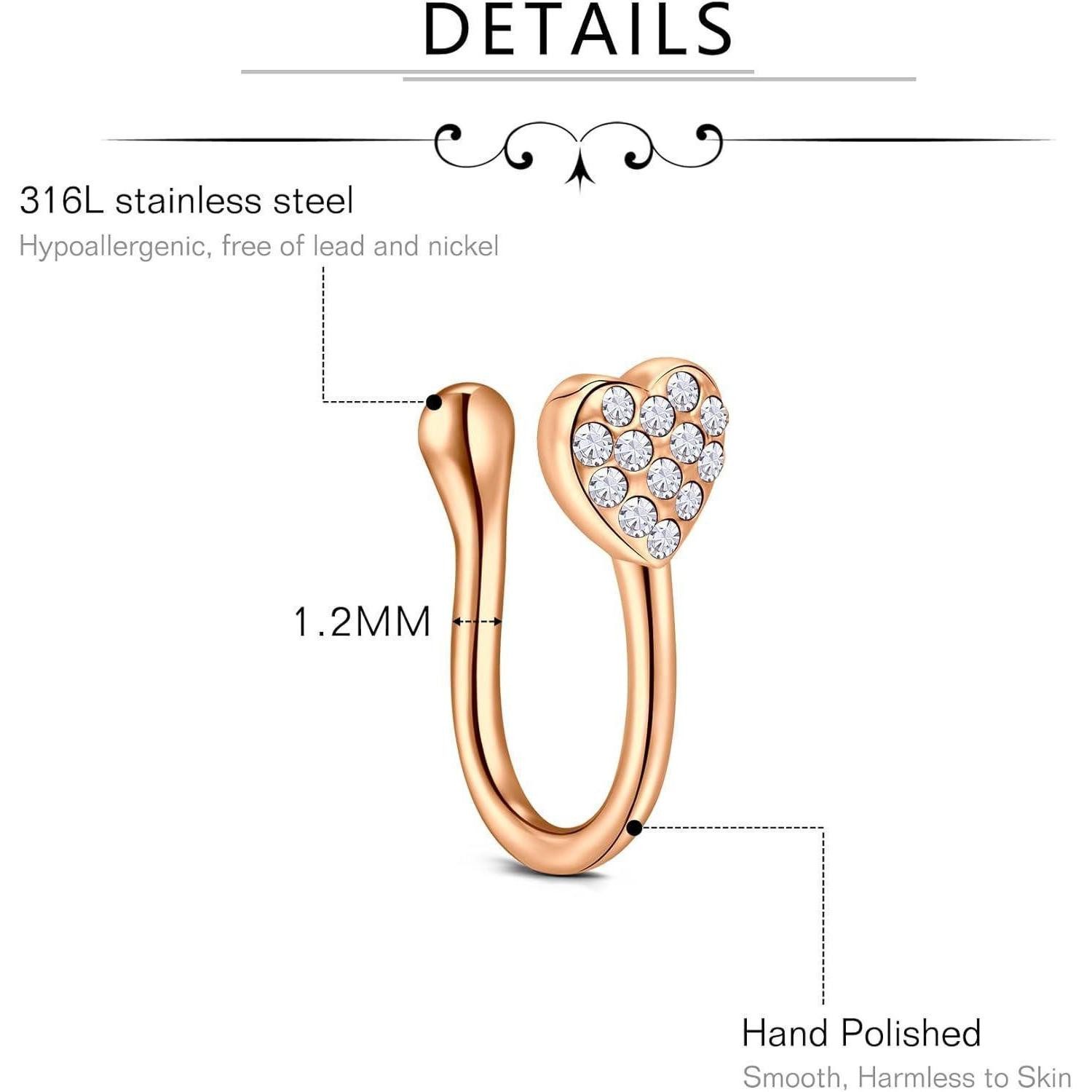 LuxusKollektion Nasenpiercing Nasenpiercing Septum Clip Hoop Nasenring Fake 9 Stk-rosegold Stil 2